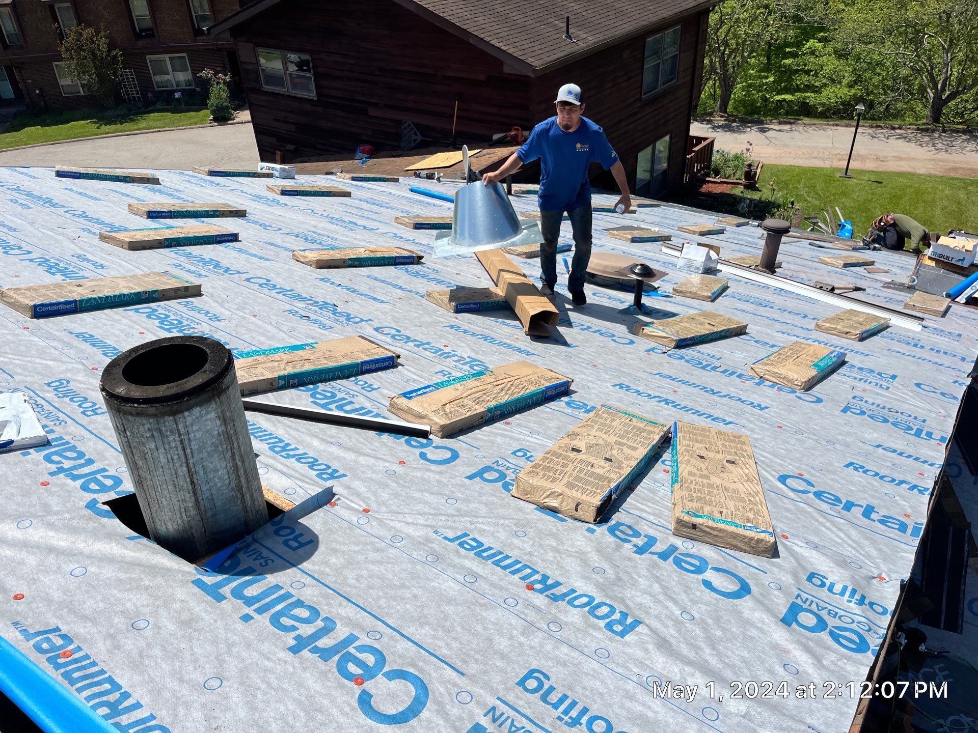 Commercial Roofing Installation using Certainteed Landmark Pro Shingles by Fahey Roofing + Contracting
