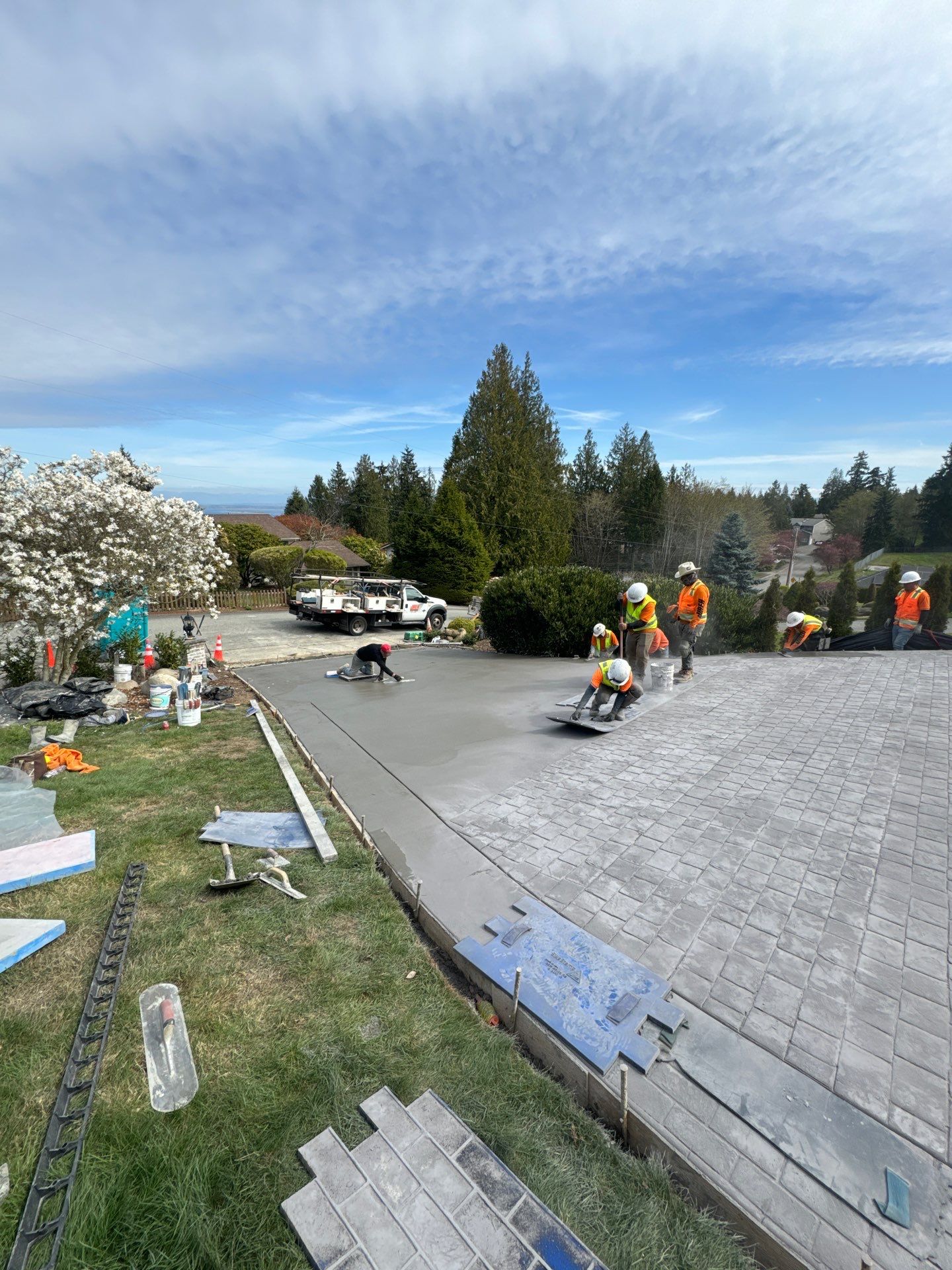 John | Stamped Concrete Driveway Makeover by Jireh Asphalt & Concrete Inc 