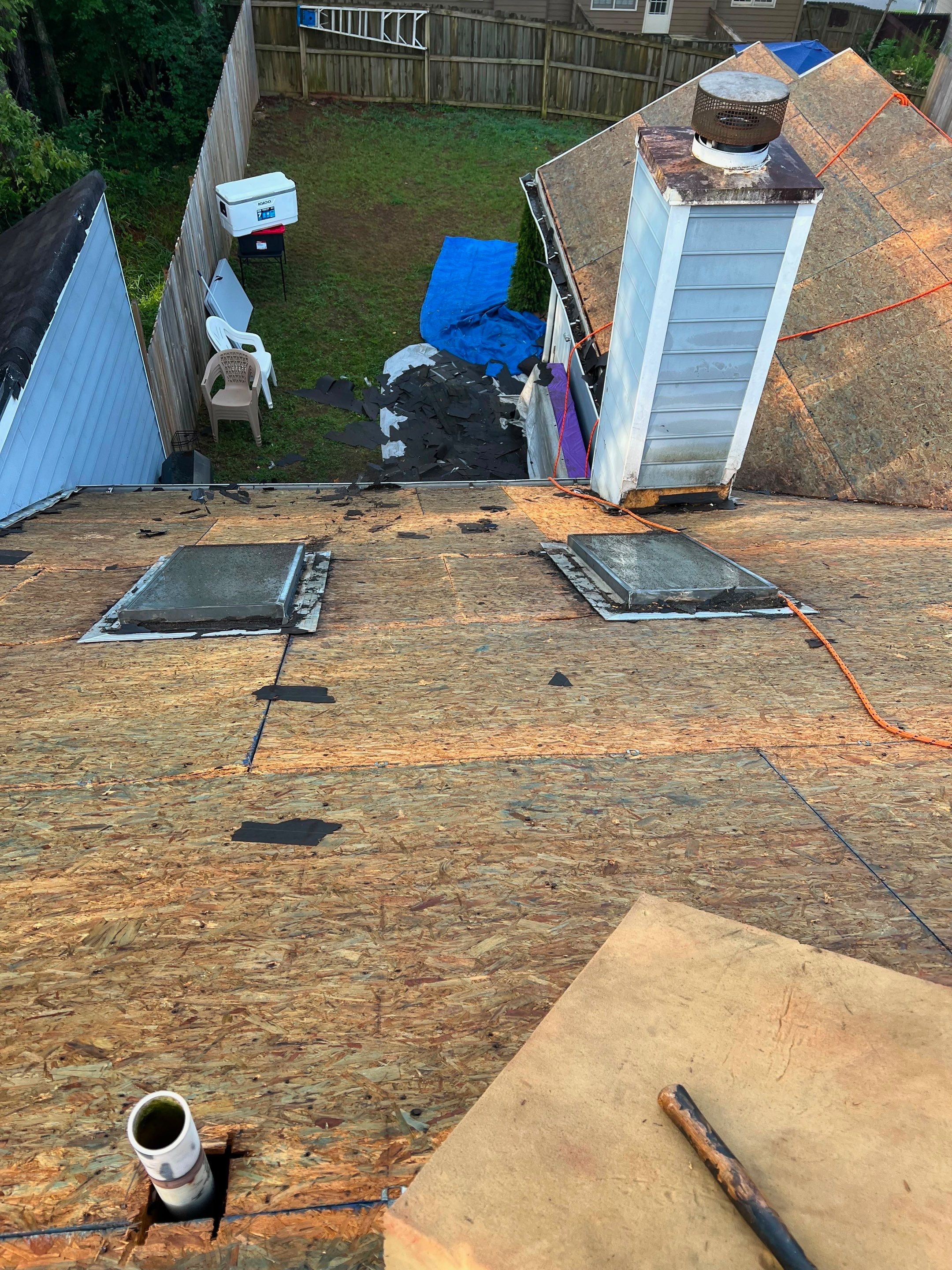 Architectural Shingle Roof Replacement with New Skylights in Woodstock by Mosaic Roofing Company