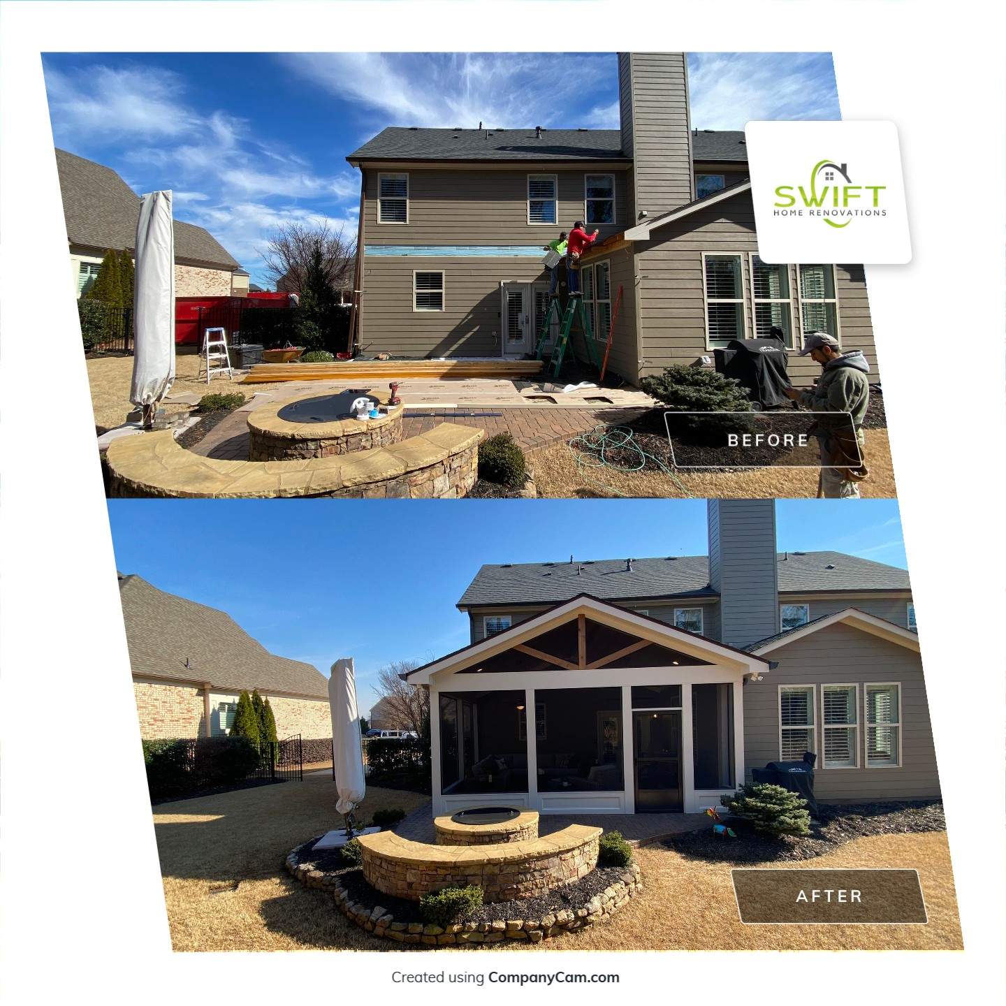Custom Screened Porch Addition with Vaulted Wood Ceilings in Woodstock by Swift Home Renovations