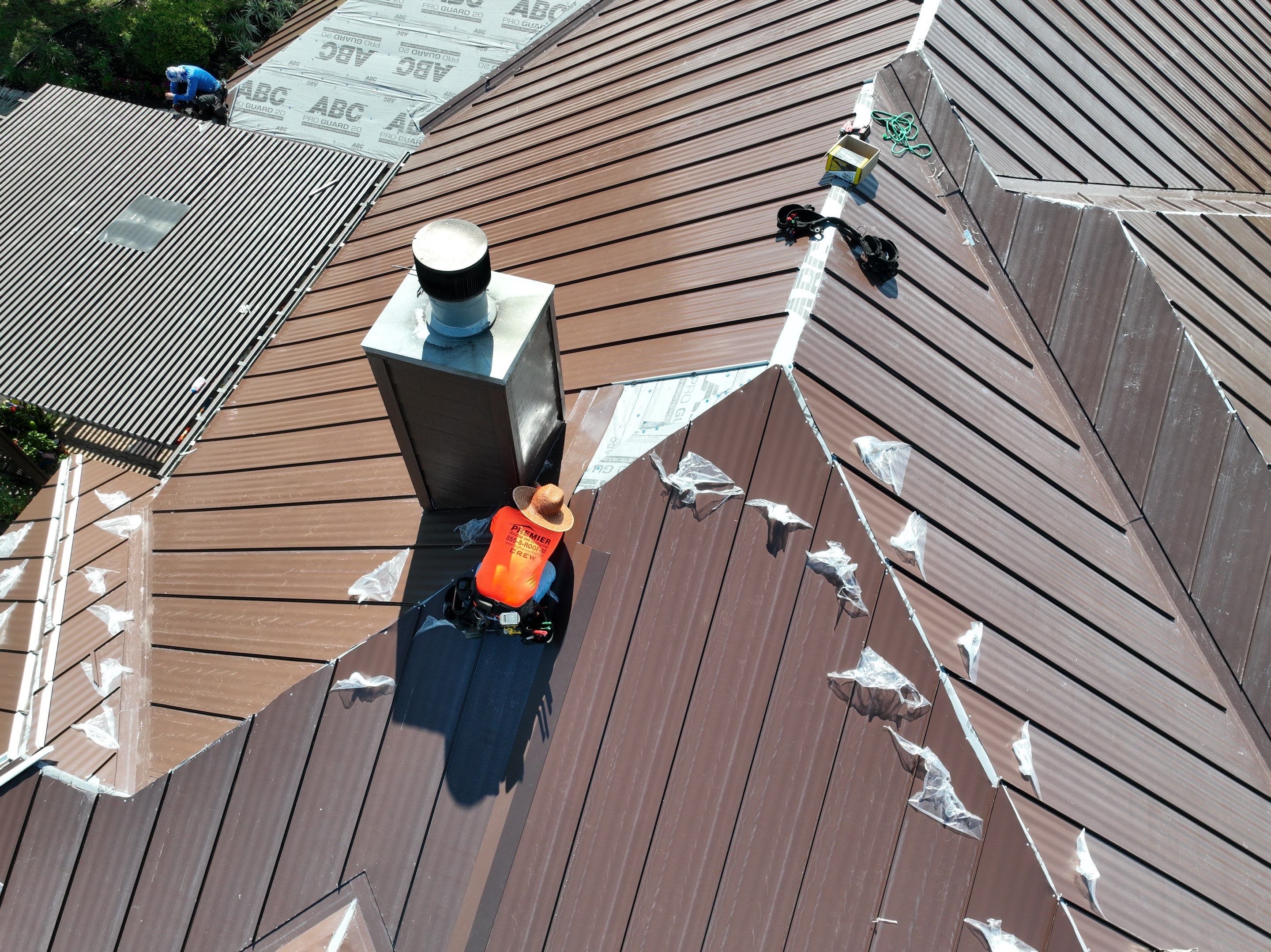 Residential Metal Roof Installation using McElroy Metal by Premier Roofing and Contracting
