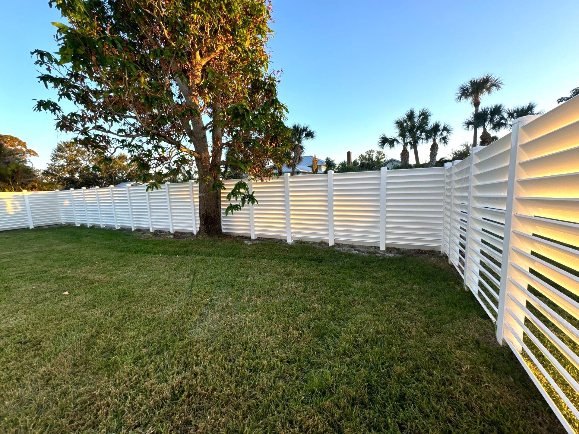 Vinyl Fence Installation using 6Ft Professional Grade White Vinyl Louvered Privacy Fence by Asap fence and gates, LLC