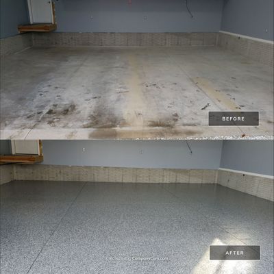 Garage Floor Coating using Smoke Flakes