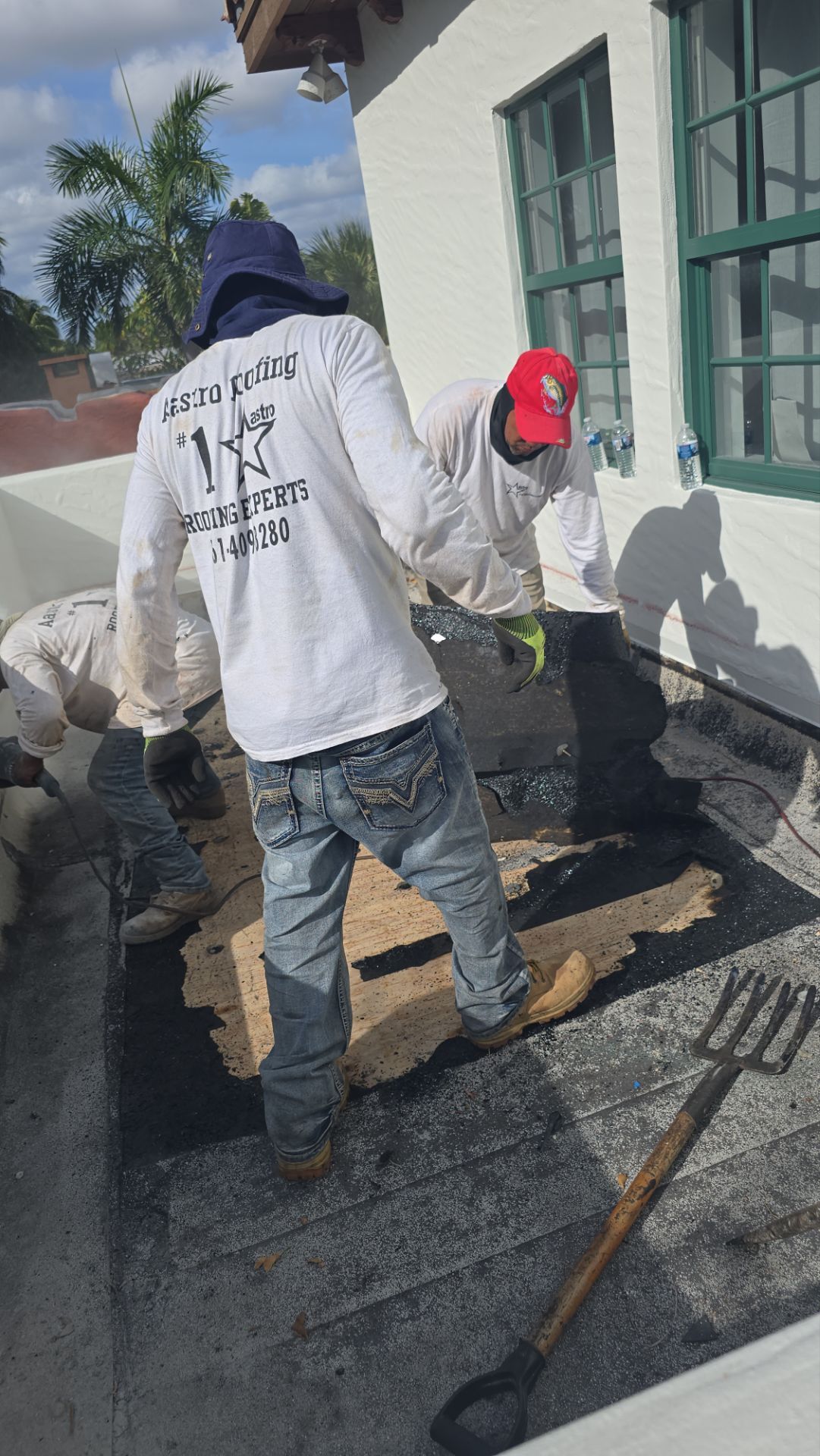 West Palm Beach Roof Restoration and Travertine Paver Driveway Installation by Aastro Roofing
