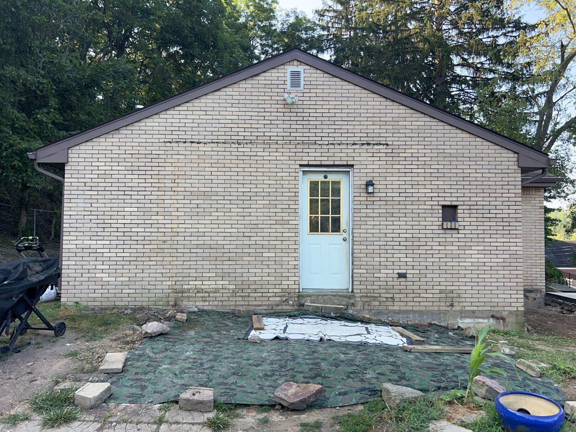 White Brick Exterior Painting and Dark Trim Transformation in Pittsburgh by Ideal Siding Pittsburgh