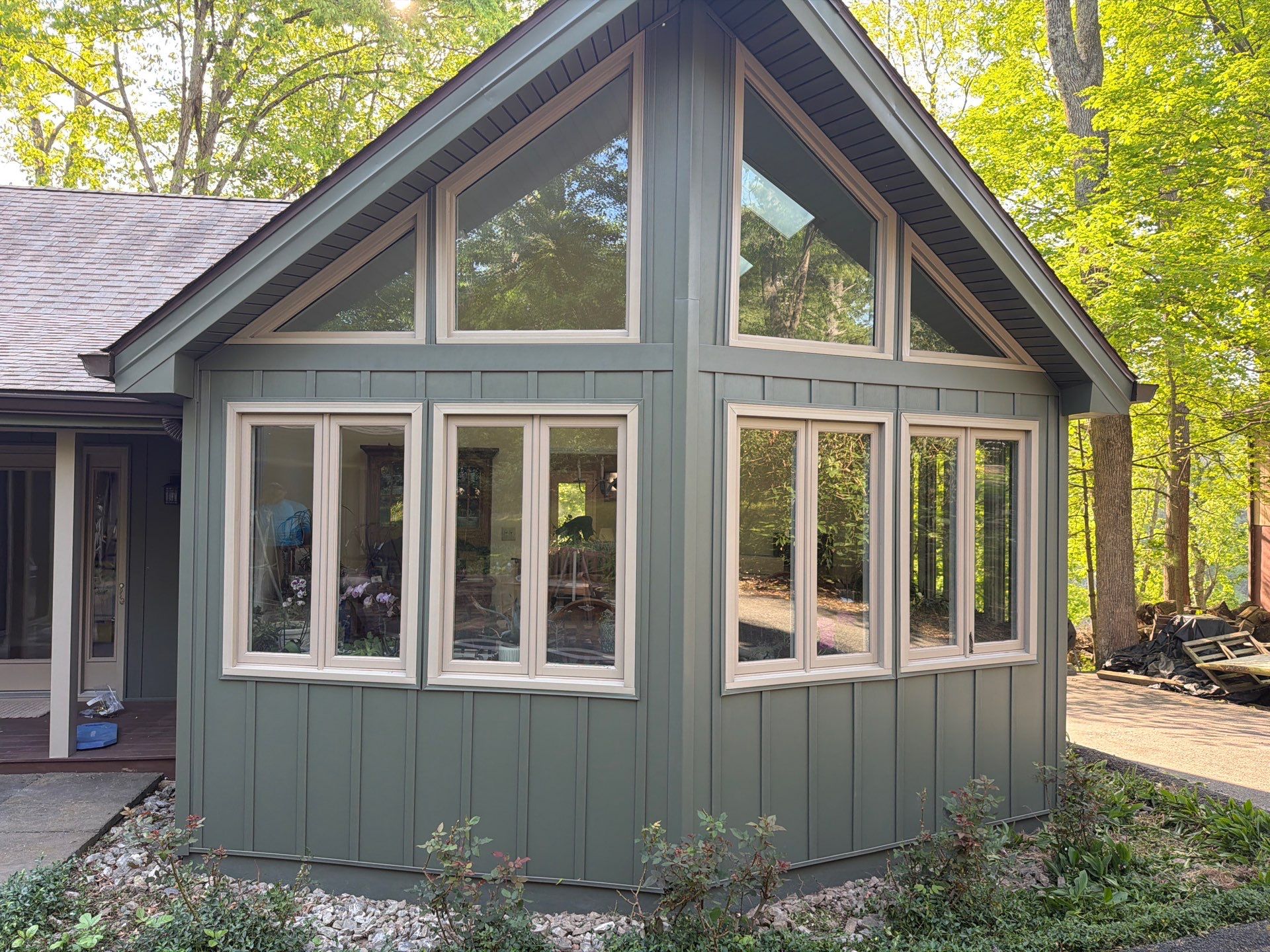Deep Moss Board and Batten Siding Transformation in Danville by Stout Exteriors