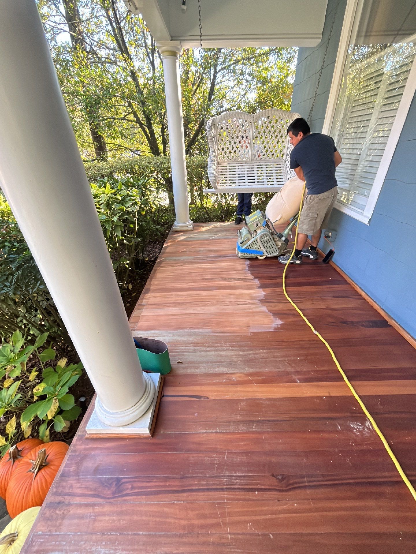 Brazillian Cherry porch refinish by Footprints Floors of East Atlanta