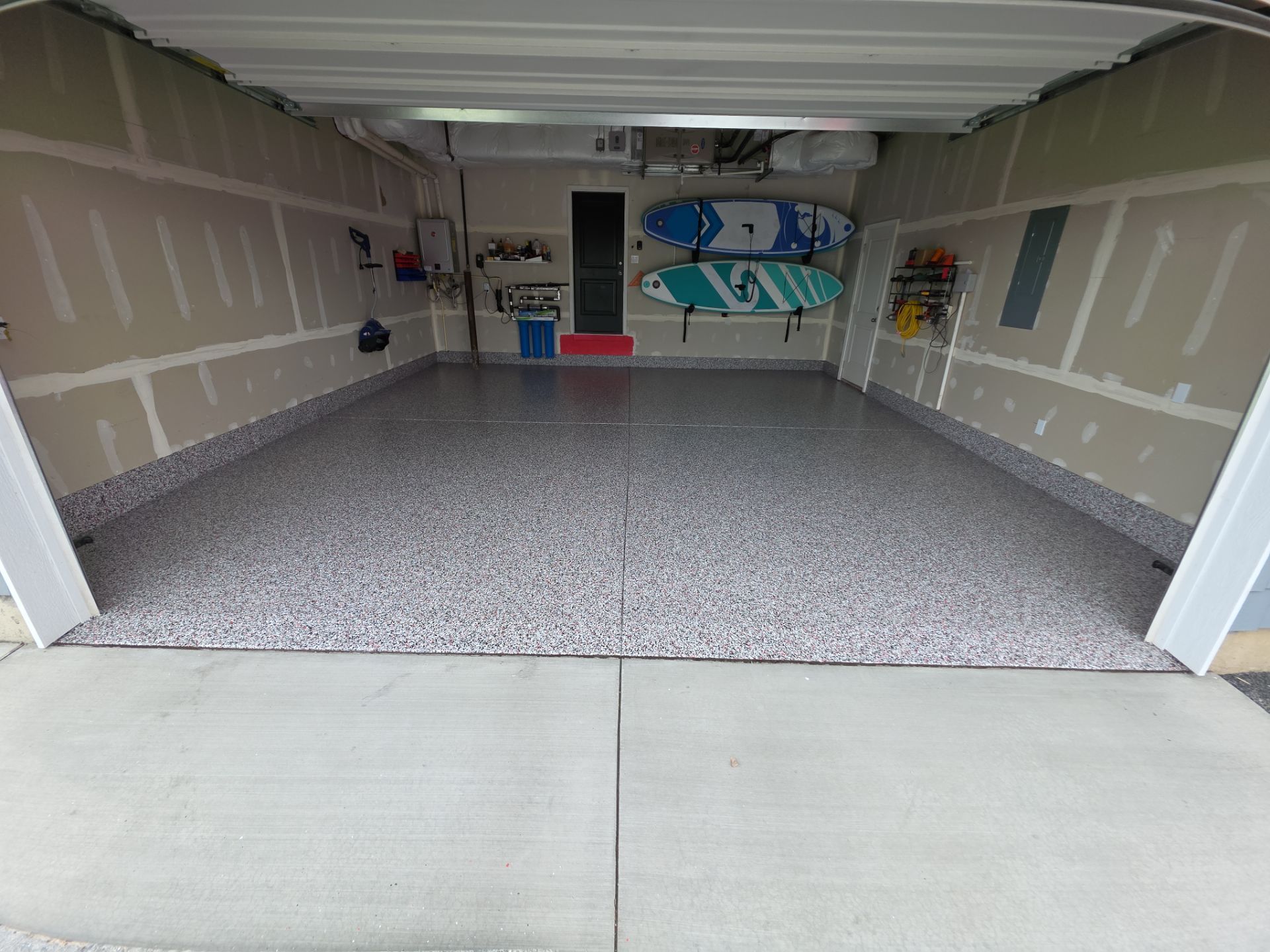 Garage Transformation using Domino w/ 5% Cherry Bomb Red  by Croc Coatings, LLC
