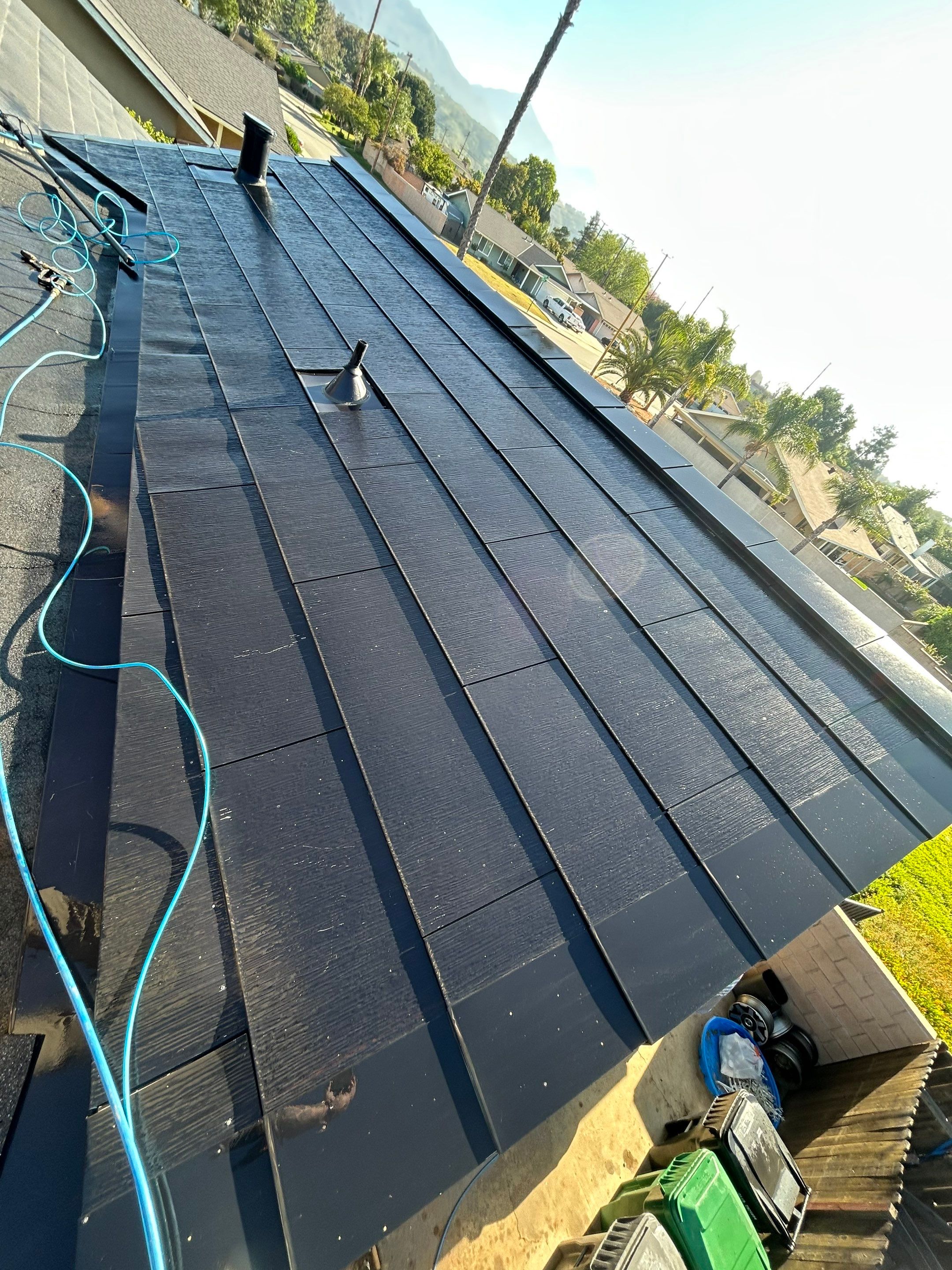 Tesla Roof Cleaning in La Verne Ca by Palm Coast Solar Cleaning