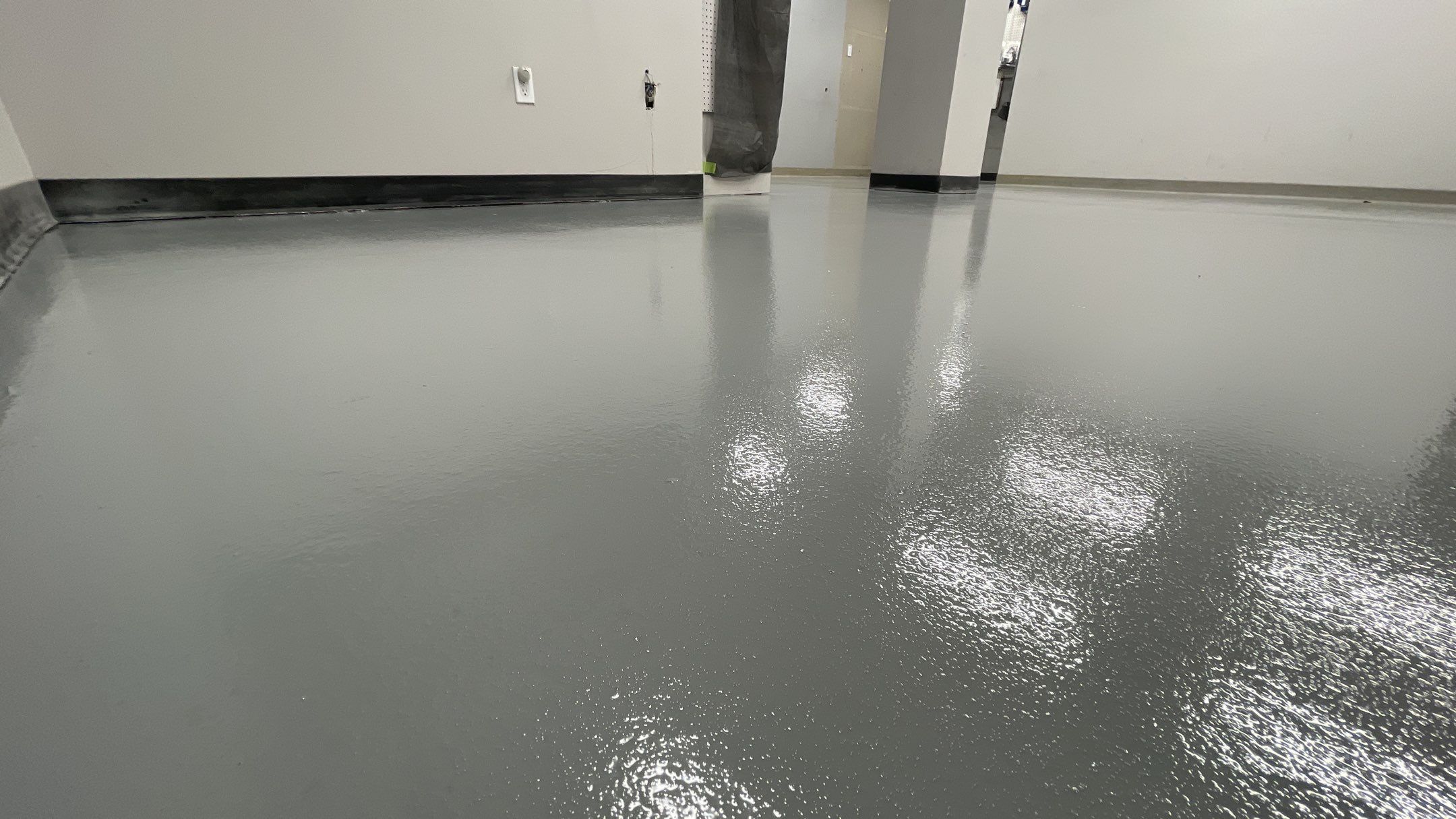 Commercial Flooring using Solid Haze Grey by Croc Coatings, LLC