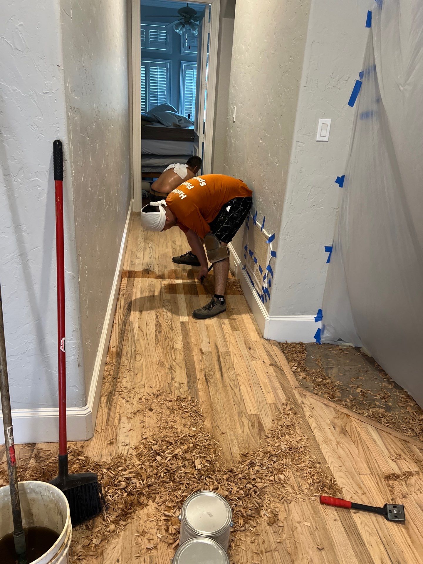 In Progress - Repairing wet Hardwood Floors in Colleyville by Bernard Hardwood Floors