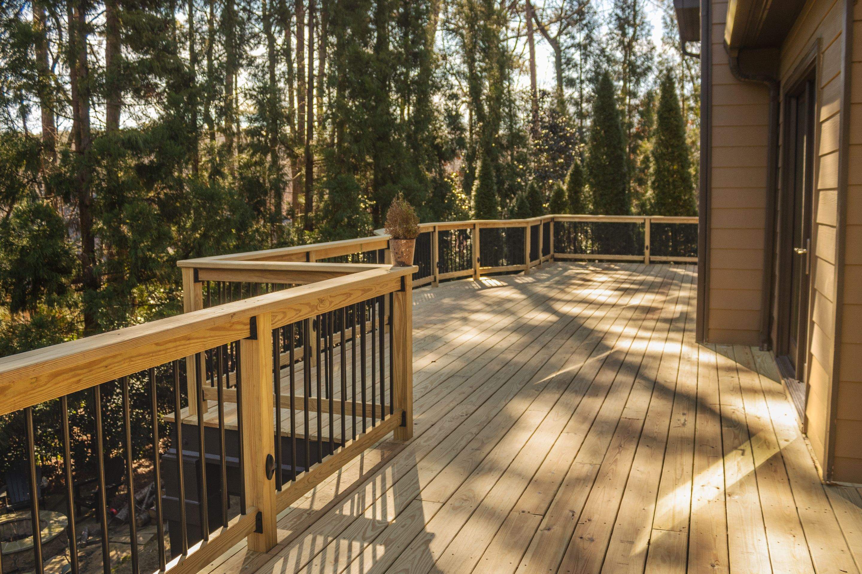 Deck Build using Pressure Treated Pine with Timbertech Deck Lighting by Nelson Exteriors 