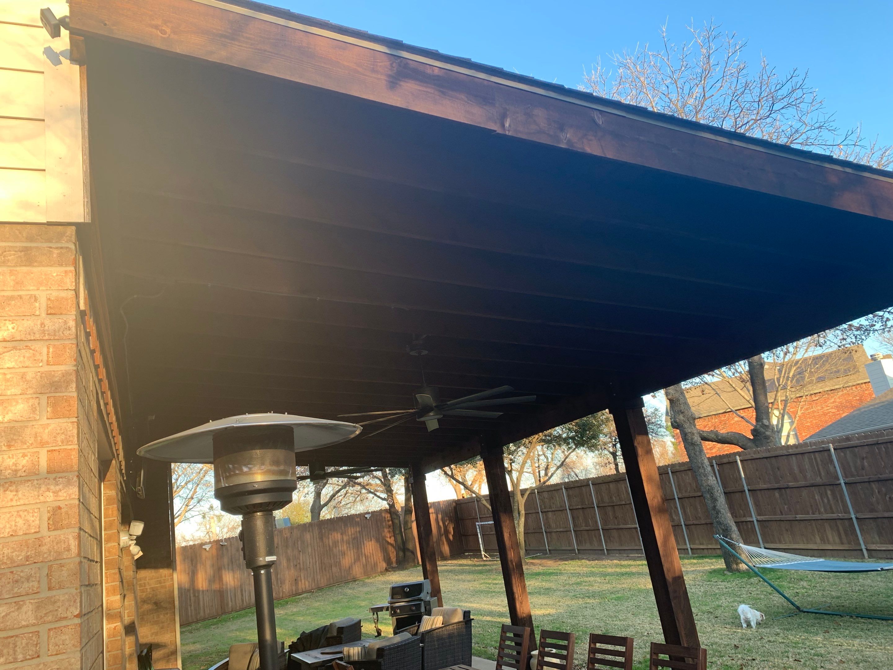 Beautiful Patio Cover Installation for a current Client by First United Roofing & Construction