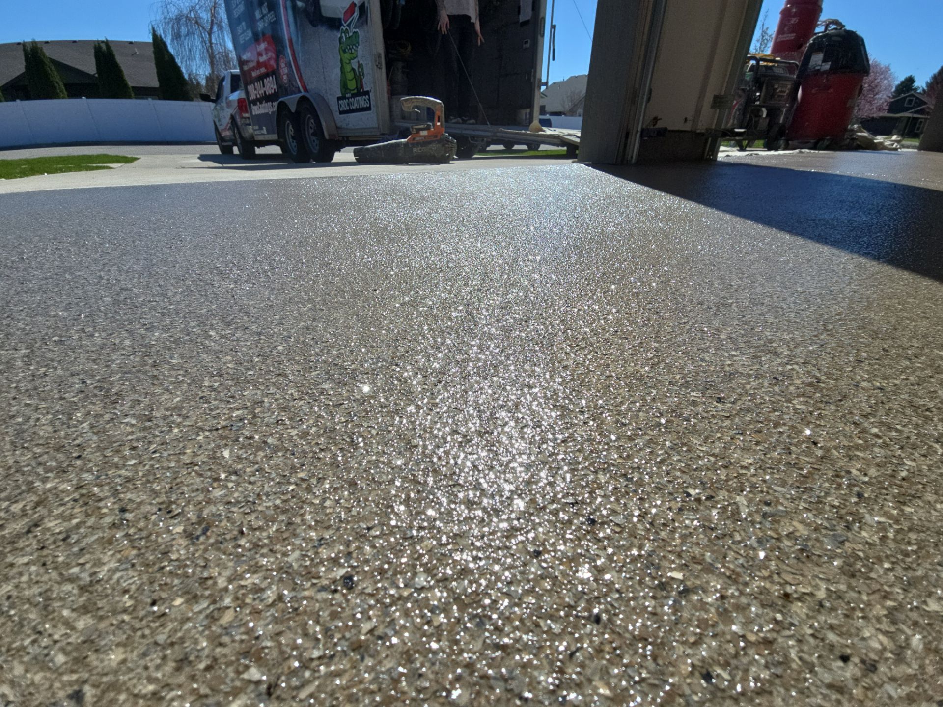 Flint Polyurea Garage Floor Coating Installation in Hayden by Croc Coatings, LLC