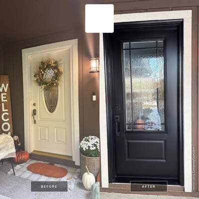 Modern Black Front Door Installation in Greenwood by Merrifield Exteriors, LLC