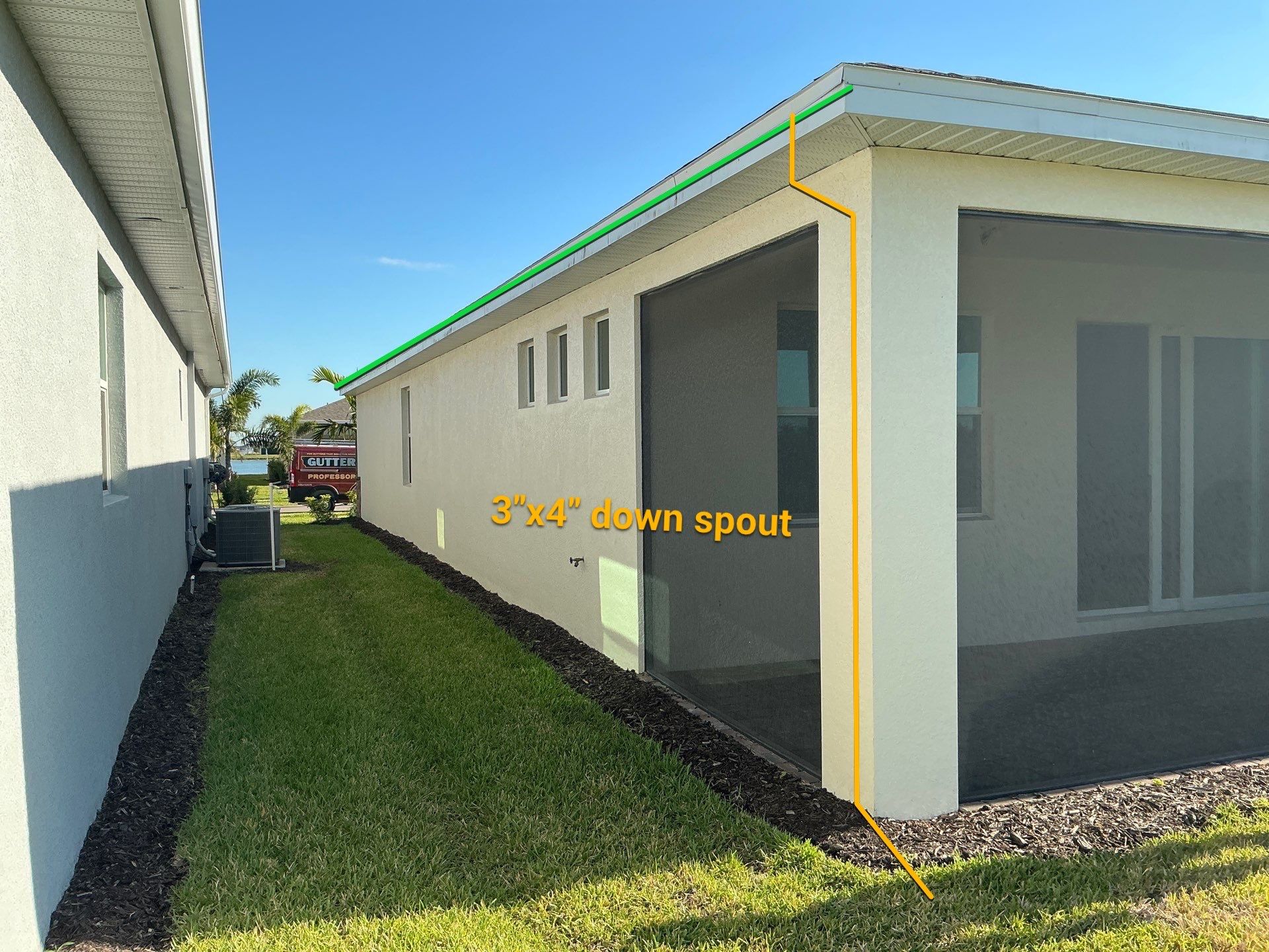 Aluminum Seamless Gutters using 3X4 Elbow Downspout in Cape Coral FL by Gutter Professors