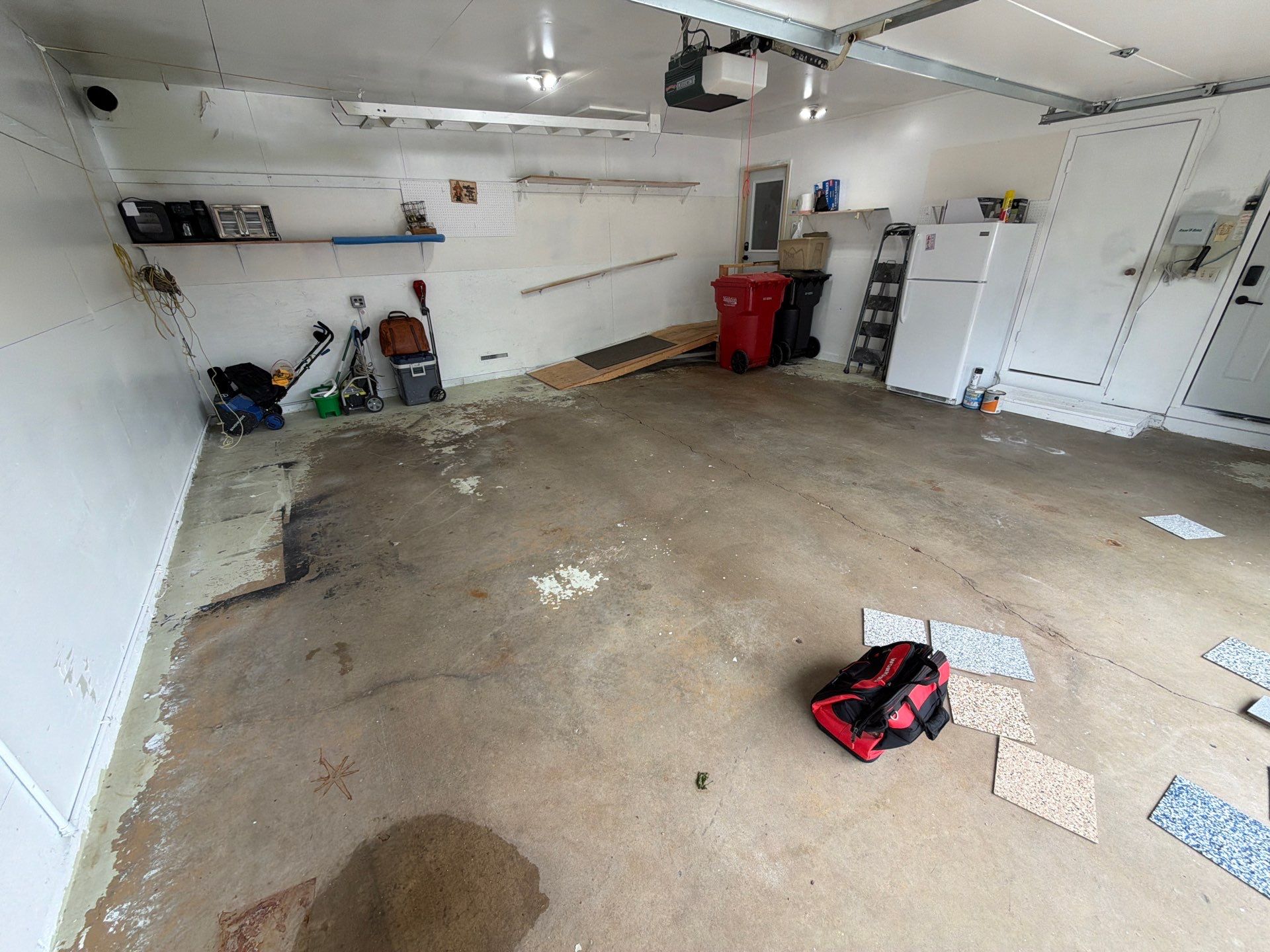 Yankton Garage Concrete Coating With Feather Gray Decorative Chips by Select Painting, Coatings & Garage Cabinets