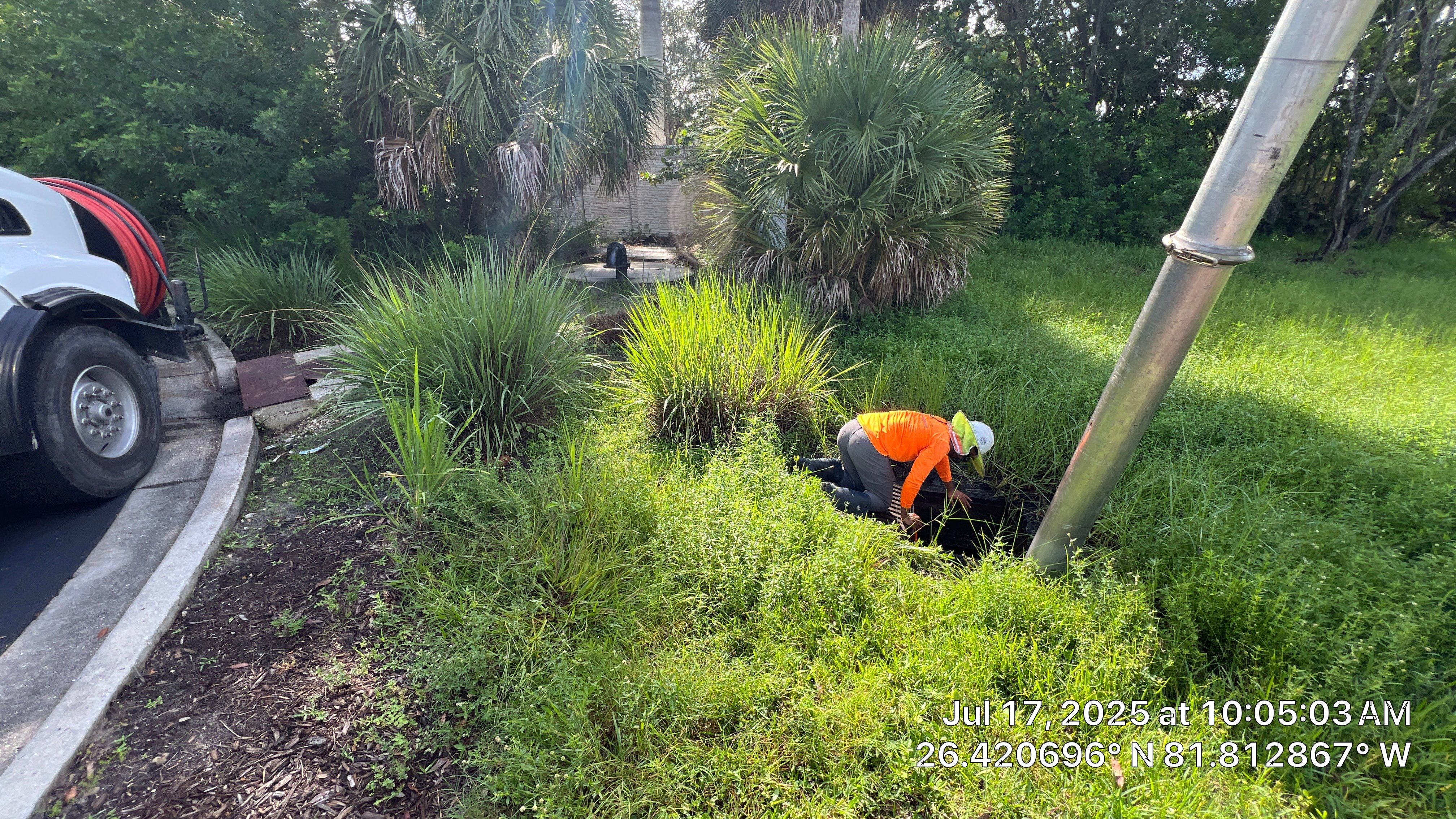 Catch Basin Cleaning with 1 Tom Plumber in Estero by APS Power & Water