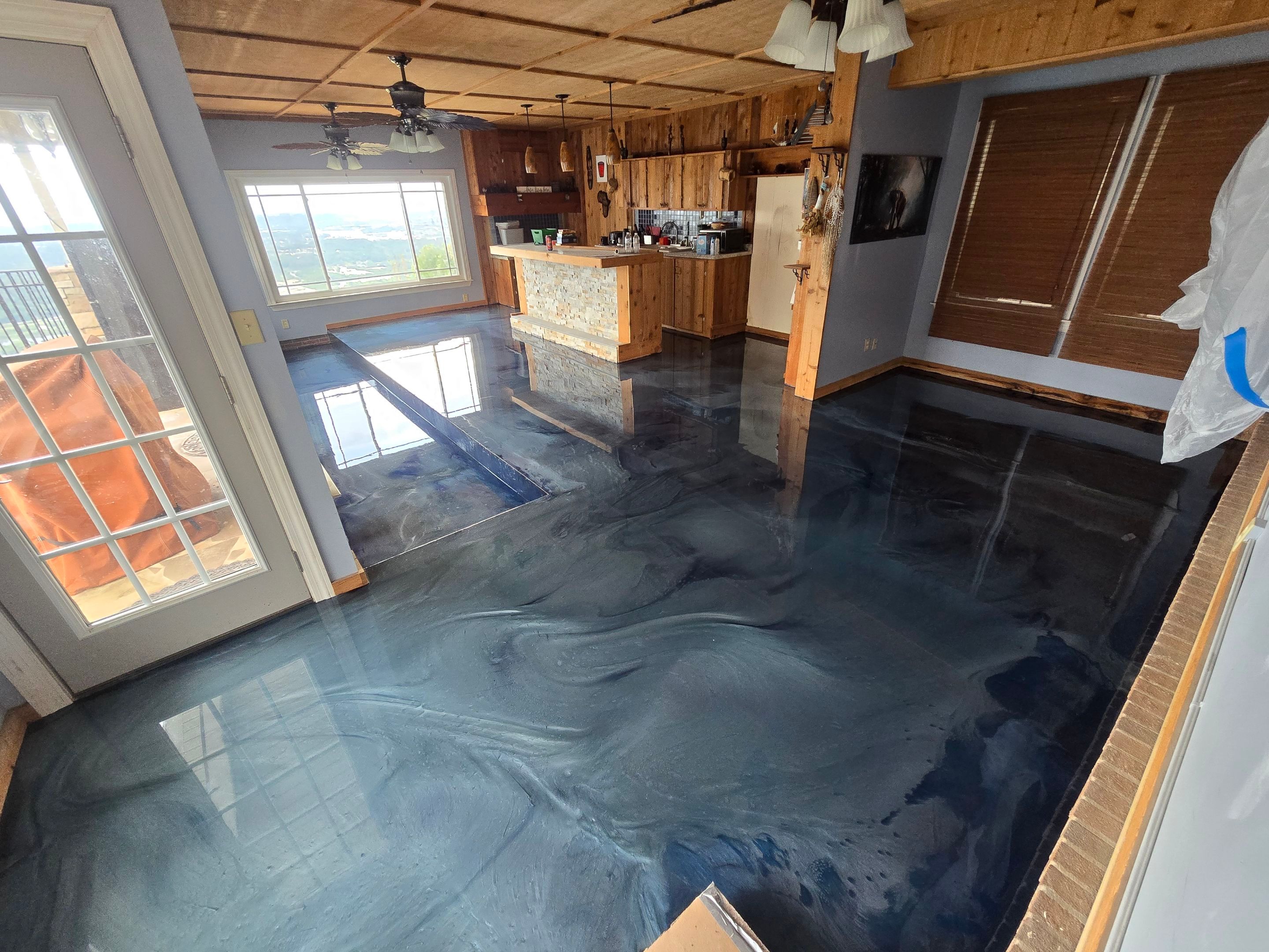 Stunning Metallic Floor in Ocean & Azure  by Elite Floor Solutions
