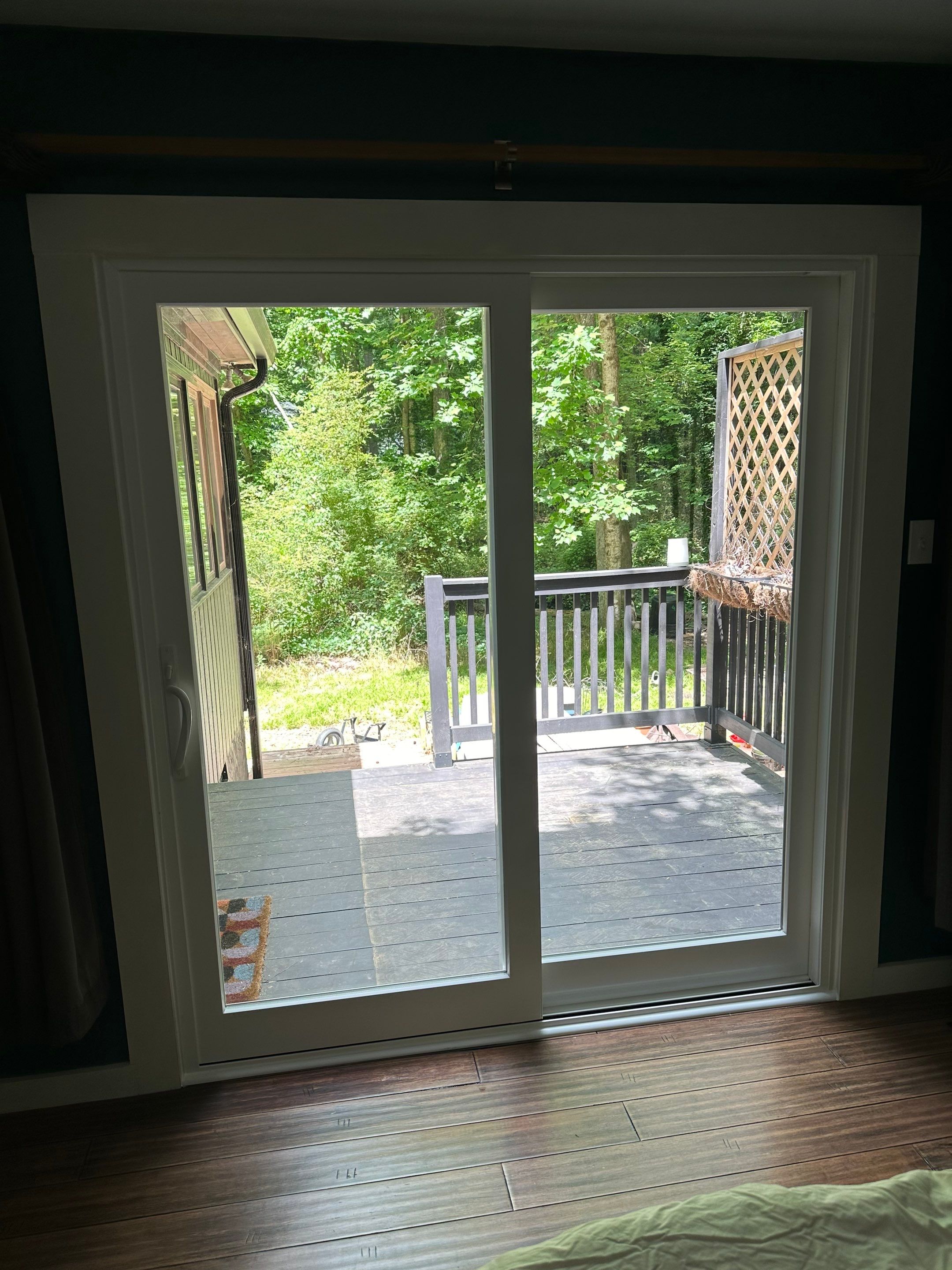 White Vinyl Sliding Glass Door Replacement in Cary, North Carolina by The Remodeling Company