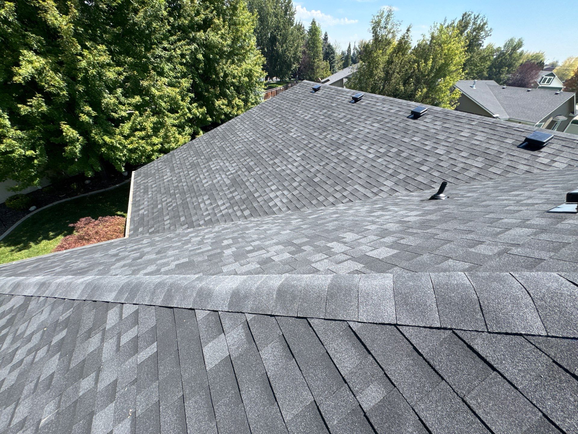 Complete Residential Roof Replacement Featuring Gray Architectural Shingles in Meridian by Olive Roofing