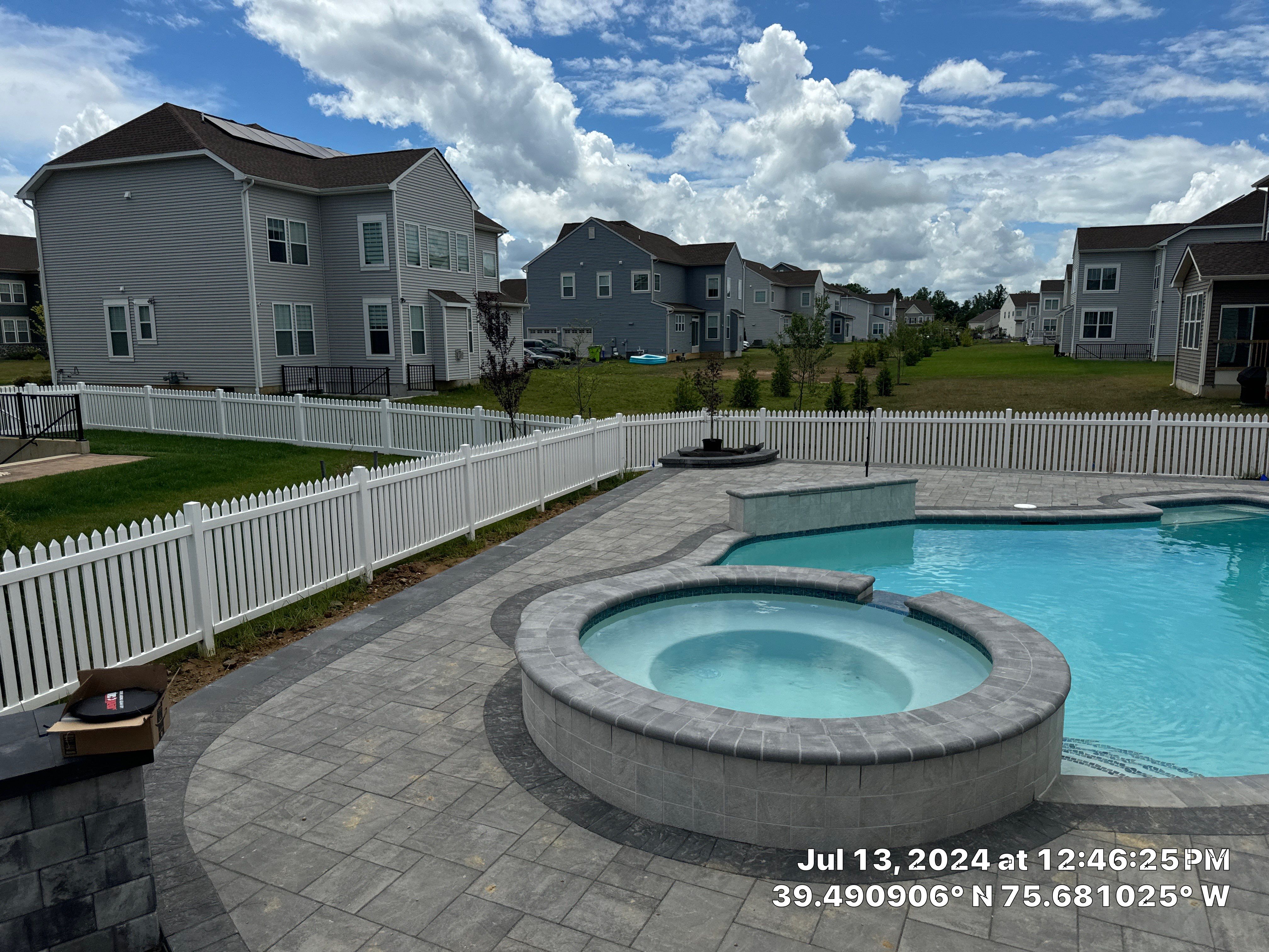 Pool and Hardscape Design in Delaware | Belgard Paver Patio & Outdoor Living Space by Studio G Indoor Spaces & Outdoor Living