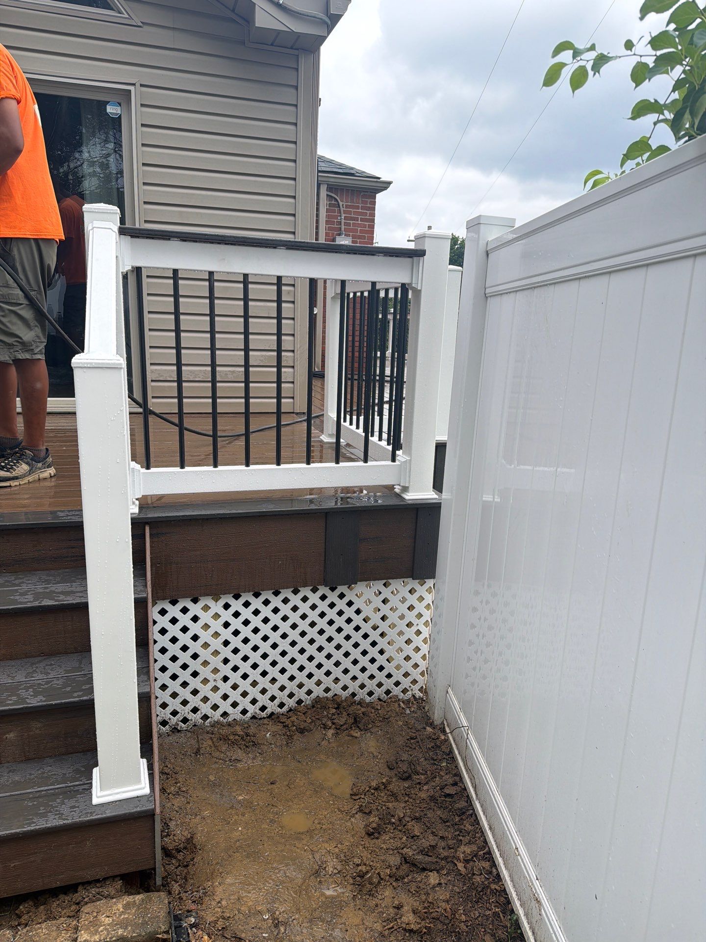 2 tone Composite Re-Deck with Vinyl Railings in Pittsburgh by Cousins Roofing Siding & Decks