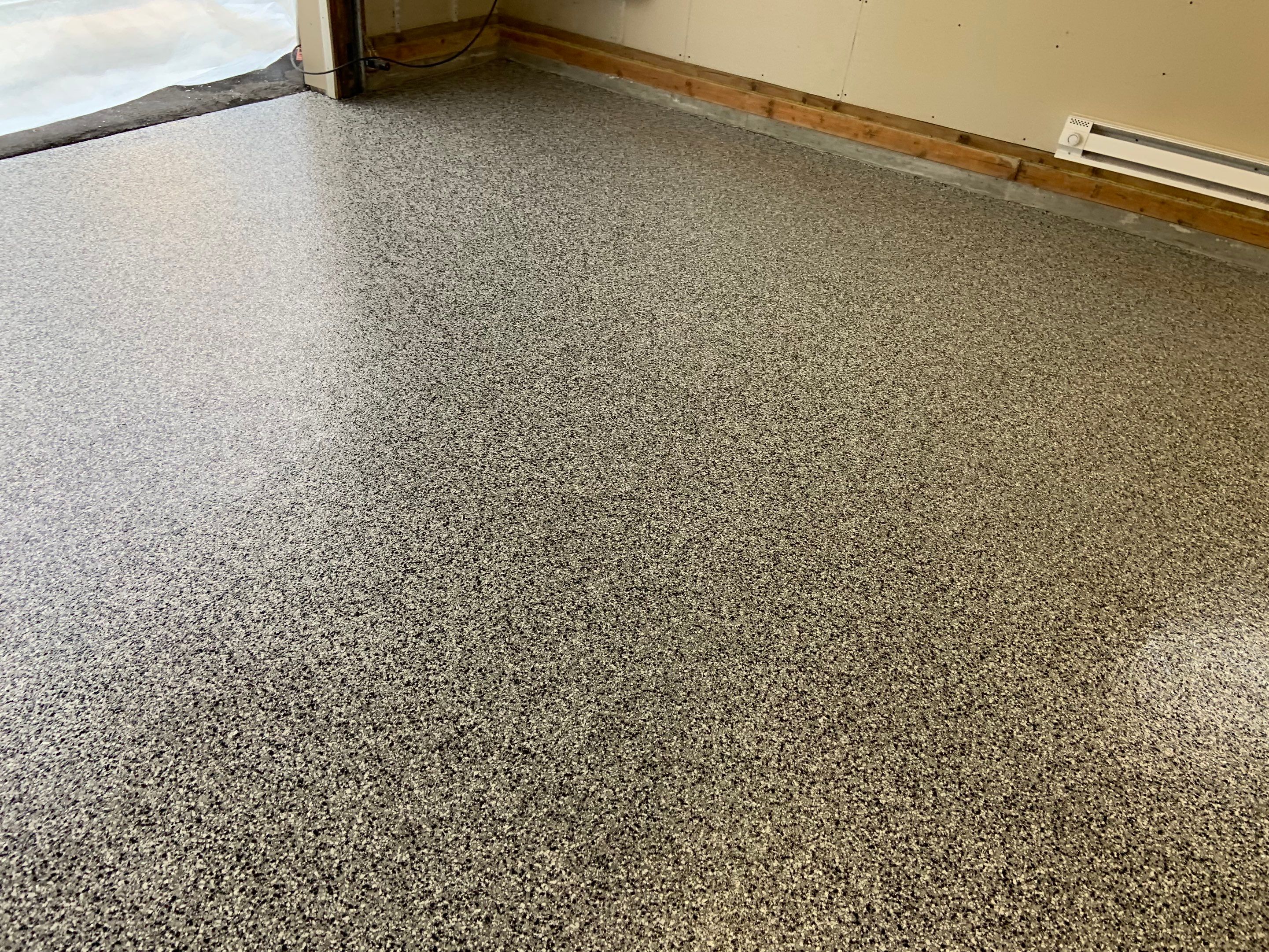 Garage Transformation using Domino for Garage and Pecan for Pool Deck by Croc Coatings, LLC