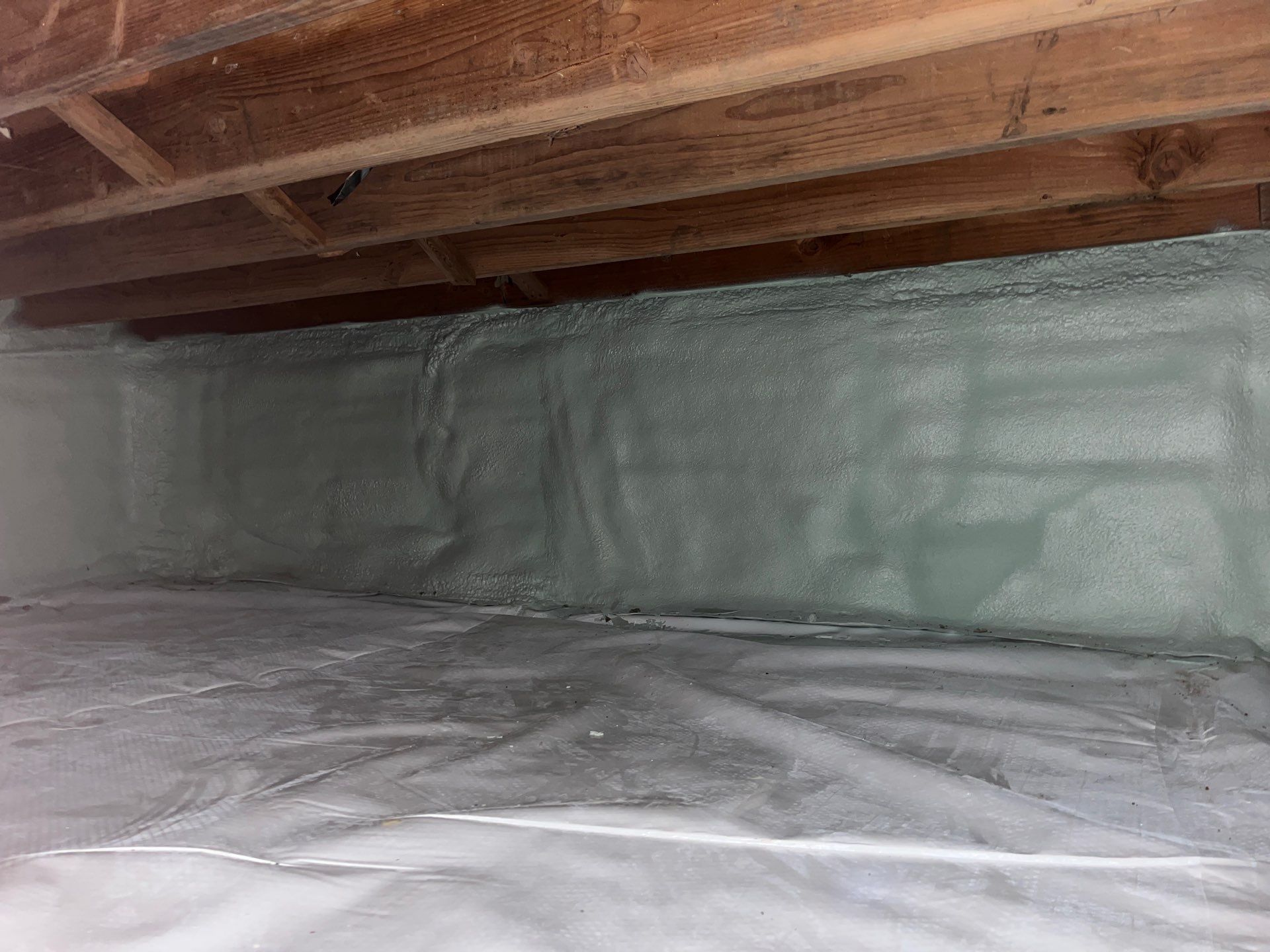Basement Exterior Walls using Crawl Space Liner by NYS Foam & Energy