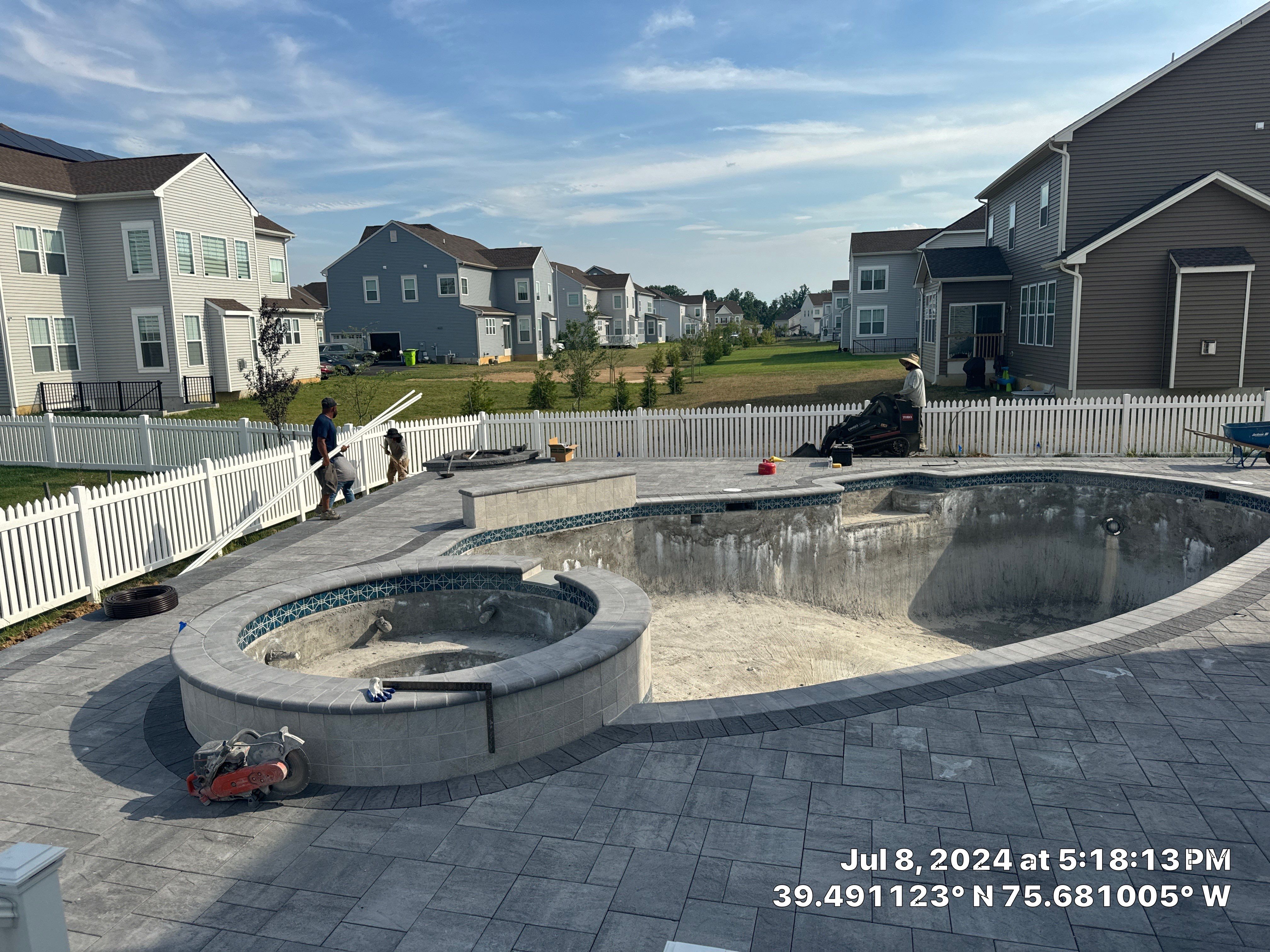 Pool and Hardscape Design in Delaware | Belgard Paver Patio & Outdoor Living Space by Studio G Indoor Spaces & Outdoor Living