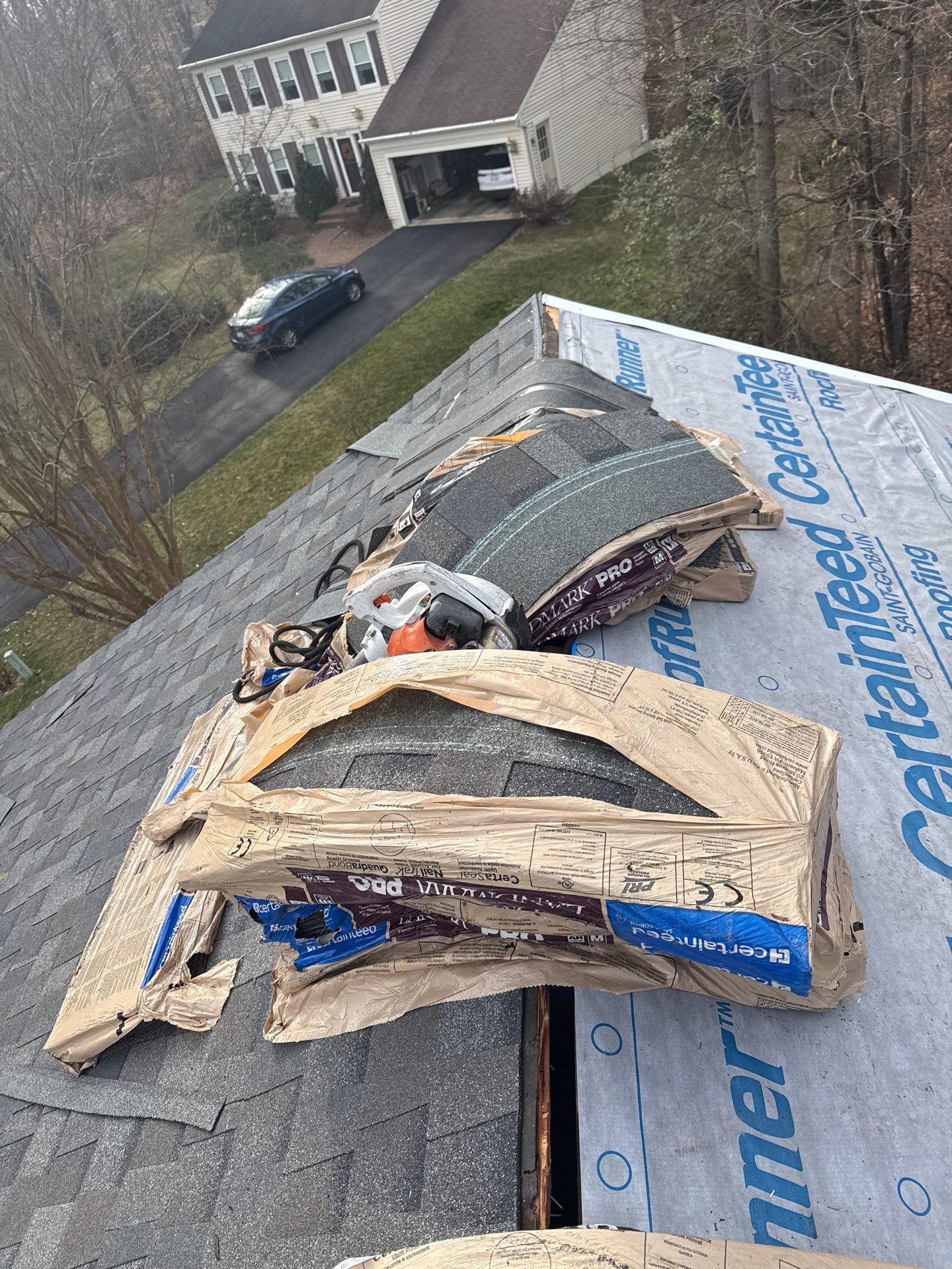Fairfax Station :Residential Roof Replacement with CertainTeed Landmark Pro in Max Def Drift Wood by RM Banning, Inc.