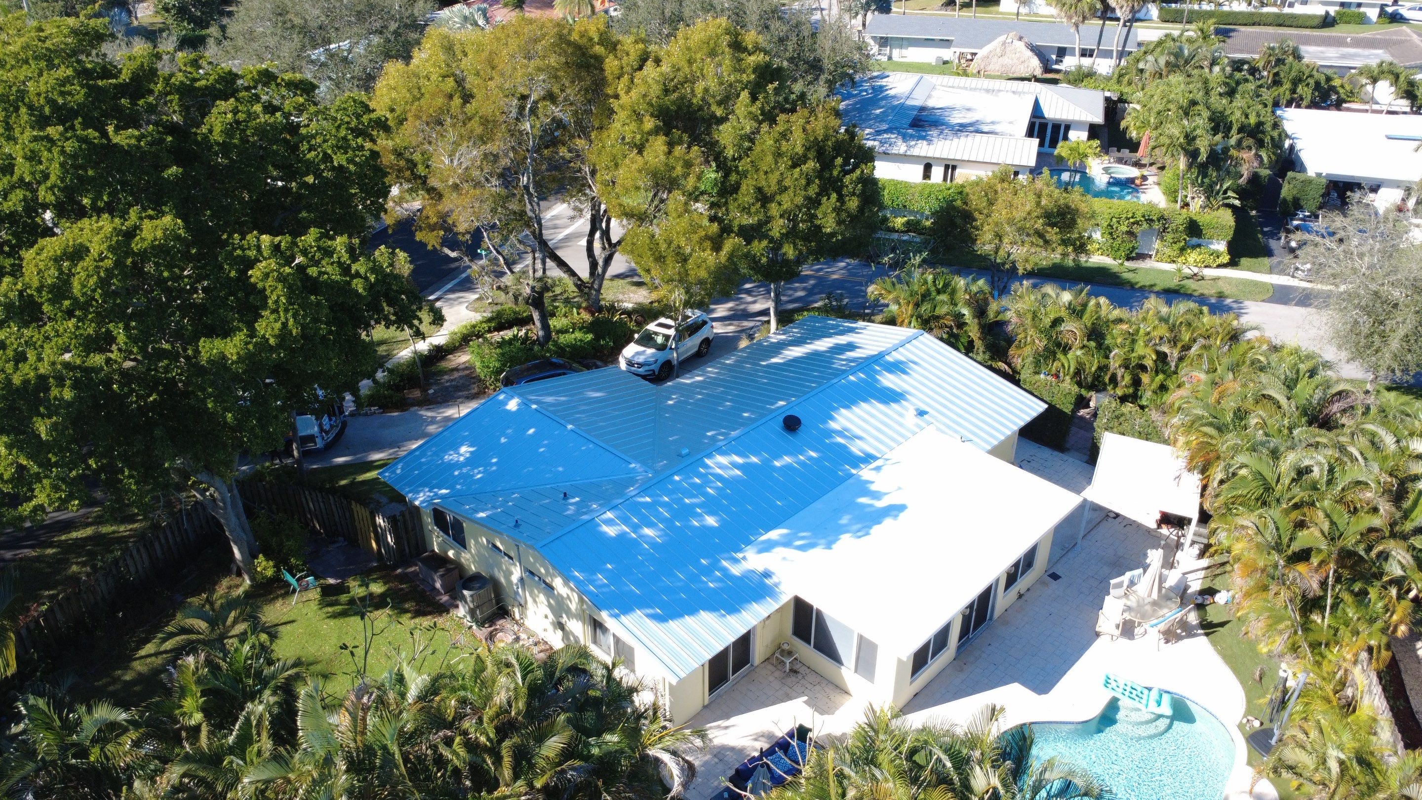 Residential Roofing Installation using 1" Nail strip metal roof by BLUES BROTHERS ROOFING