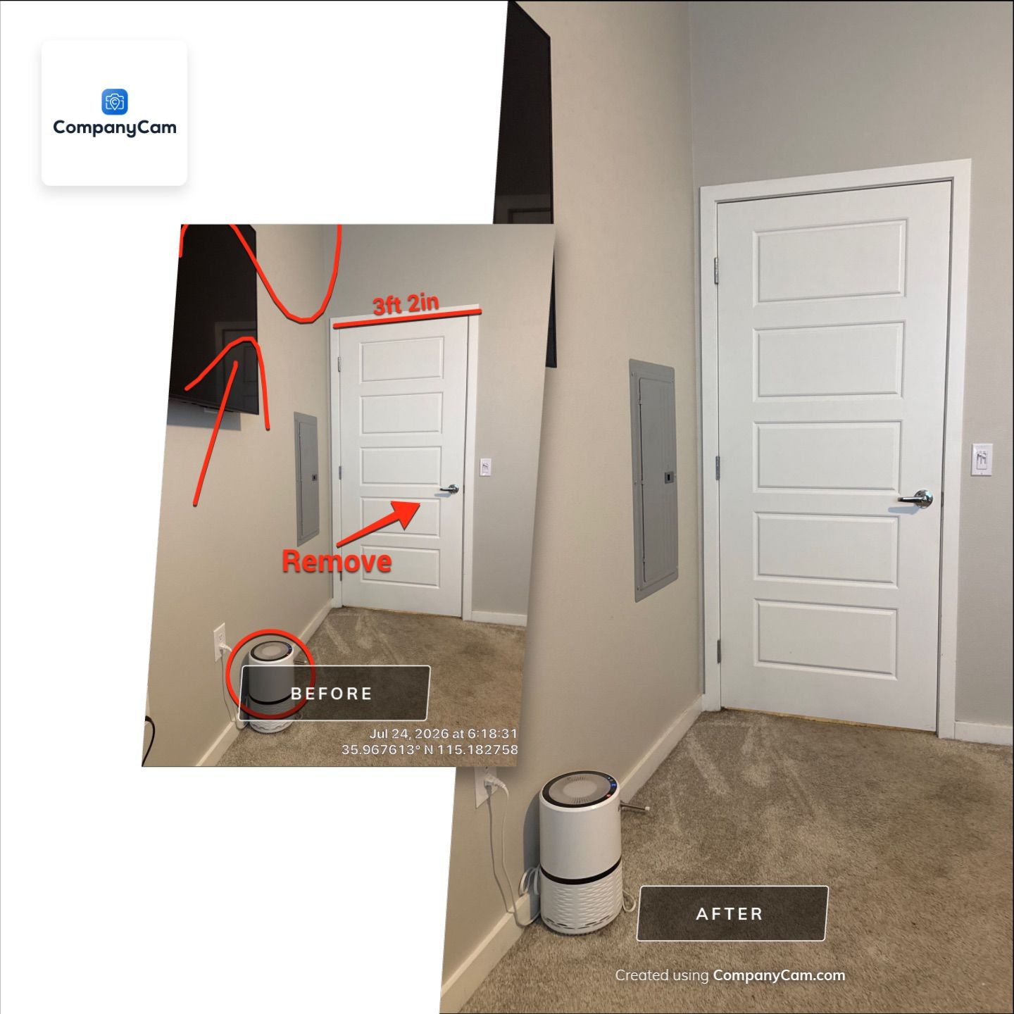 Professional TV Mounting and Five-Panel Door Installation in Las Vegas by CompanyCam Sales Demo