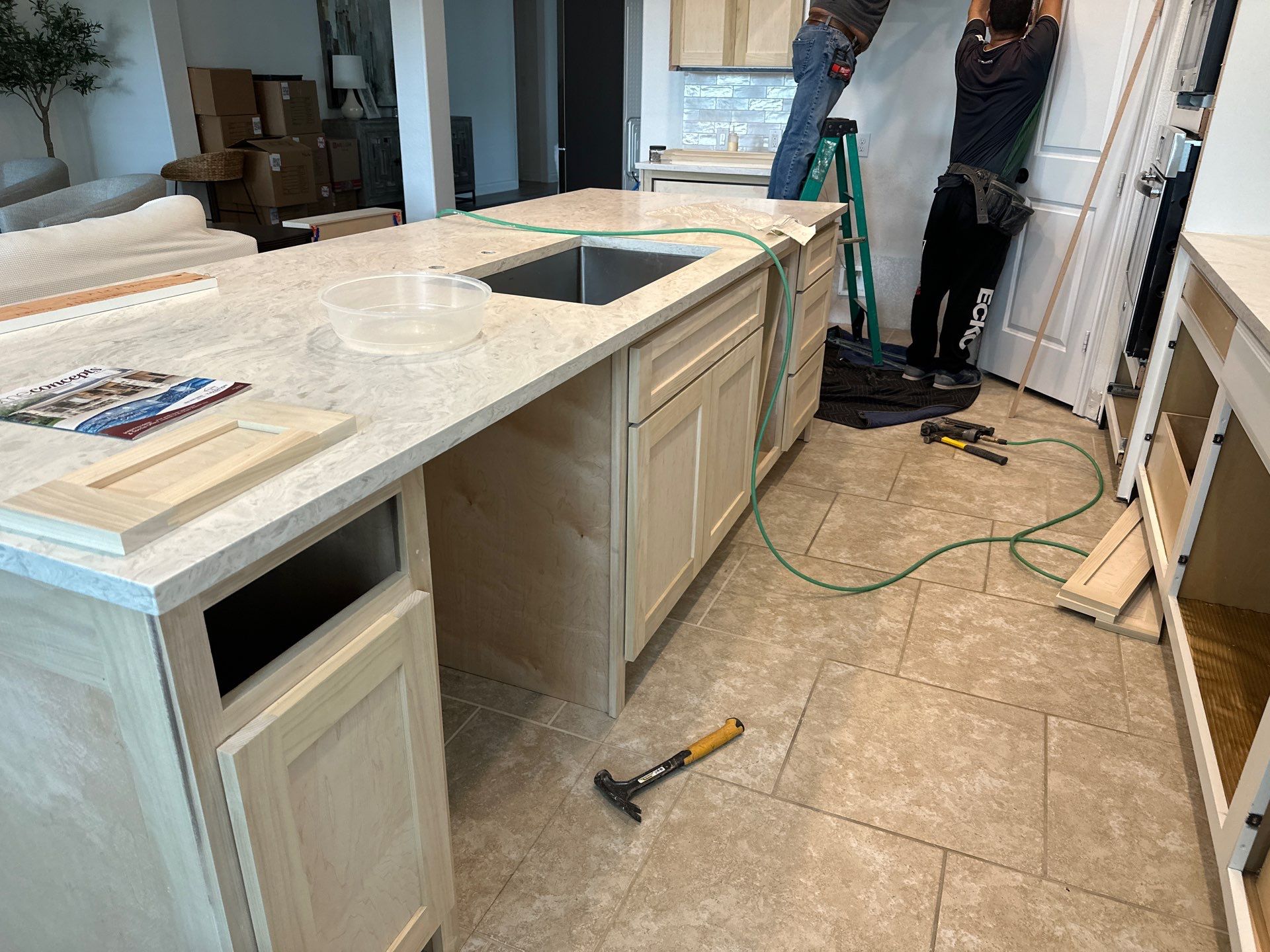 Kitchen Remodel using Water mitigation equipment by L&T General Contractors and Restoration INC