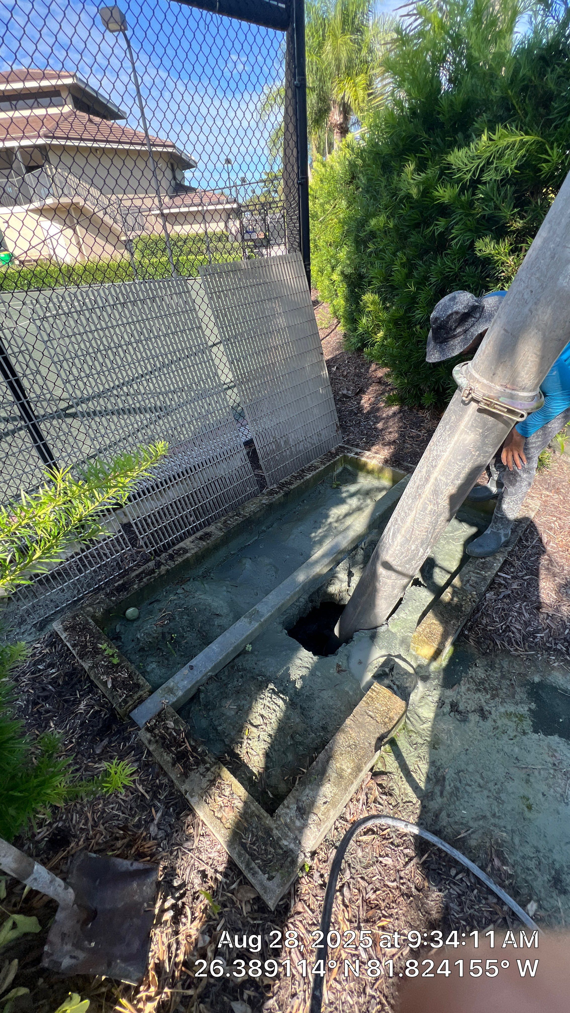 Pelican Landing Tennis Court Catch Basin Cleaning by Don Mar, Inc. Storm Water Solutions