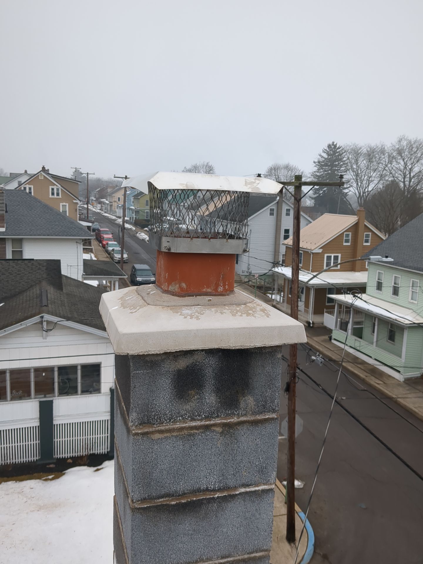 Shingle Roof Installation and New Masonry Chimney in Tower City by Esh Builders