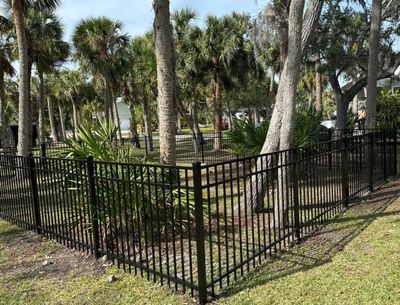 Aluminum Fence Installation using Black 3 Rail Aluminum Fence