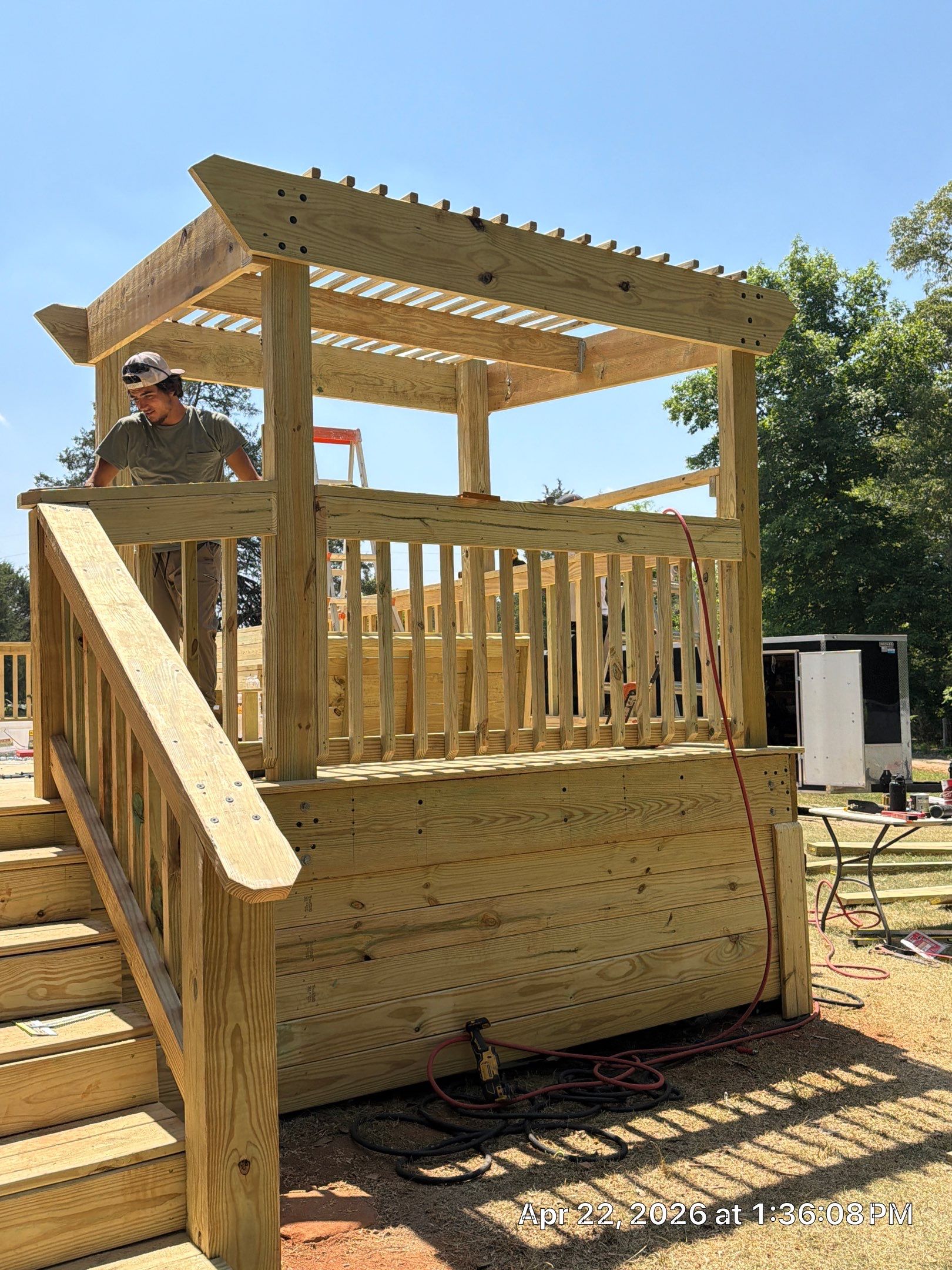 Custom Pressure-Treated Wood Deck and Pergola Build in Social Circle by PGP Surface Solutions, LLC