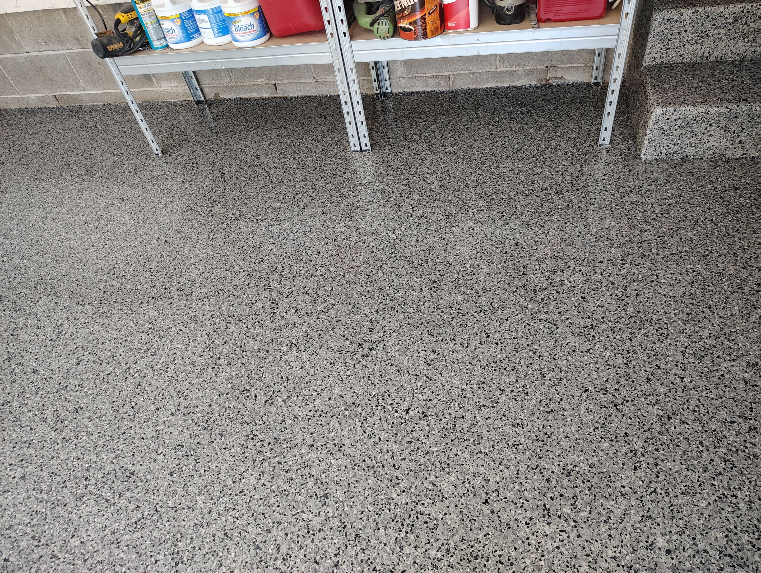 Nightfall Decorative Chip Garage Floor Coating in Luverne, Minnesota by Select Painting, Coatings & Garage Cabinets