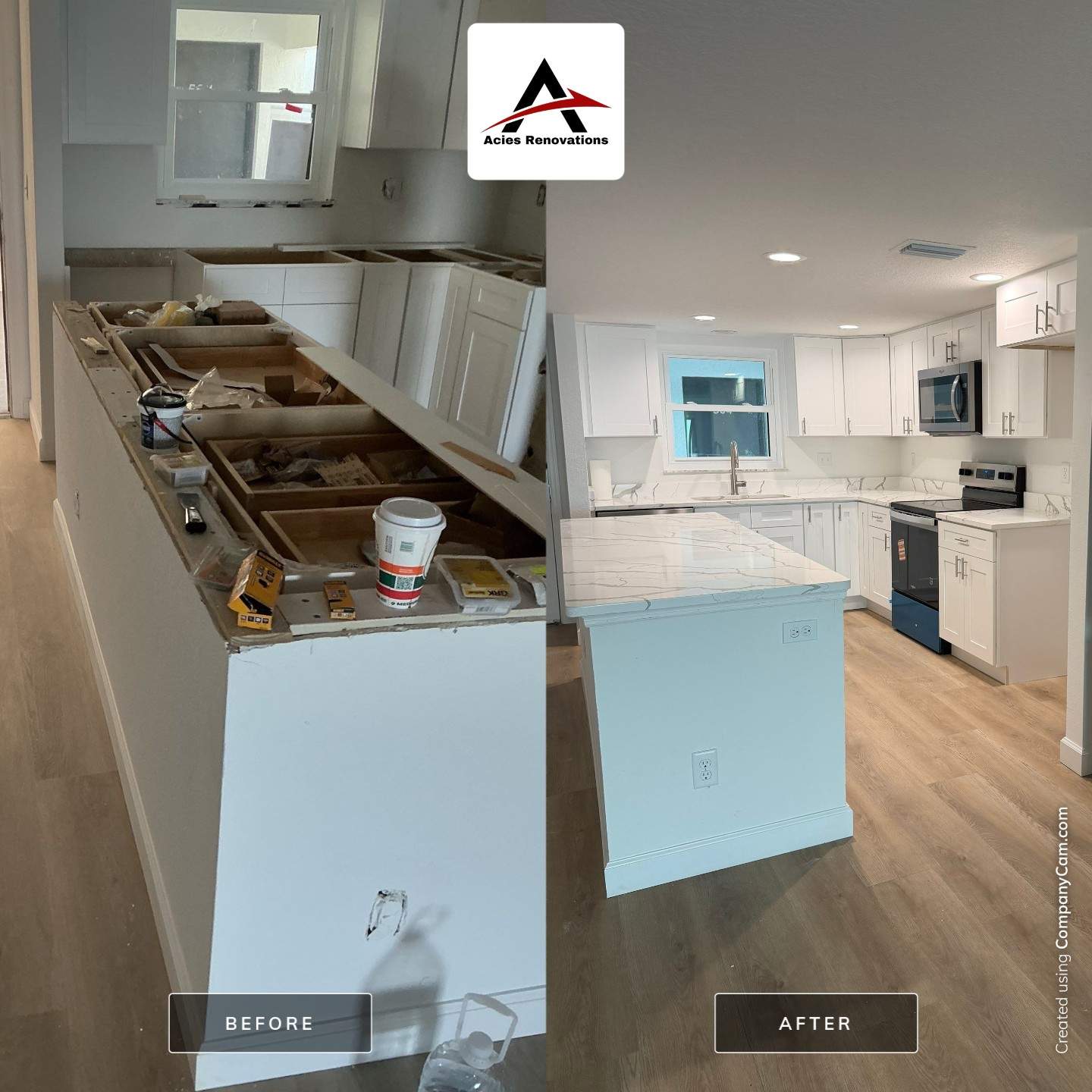 Full Condominium Remodel Featuring Aubrey Oak Flooring In Daytona Beach by Acies Renovations
