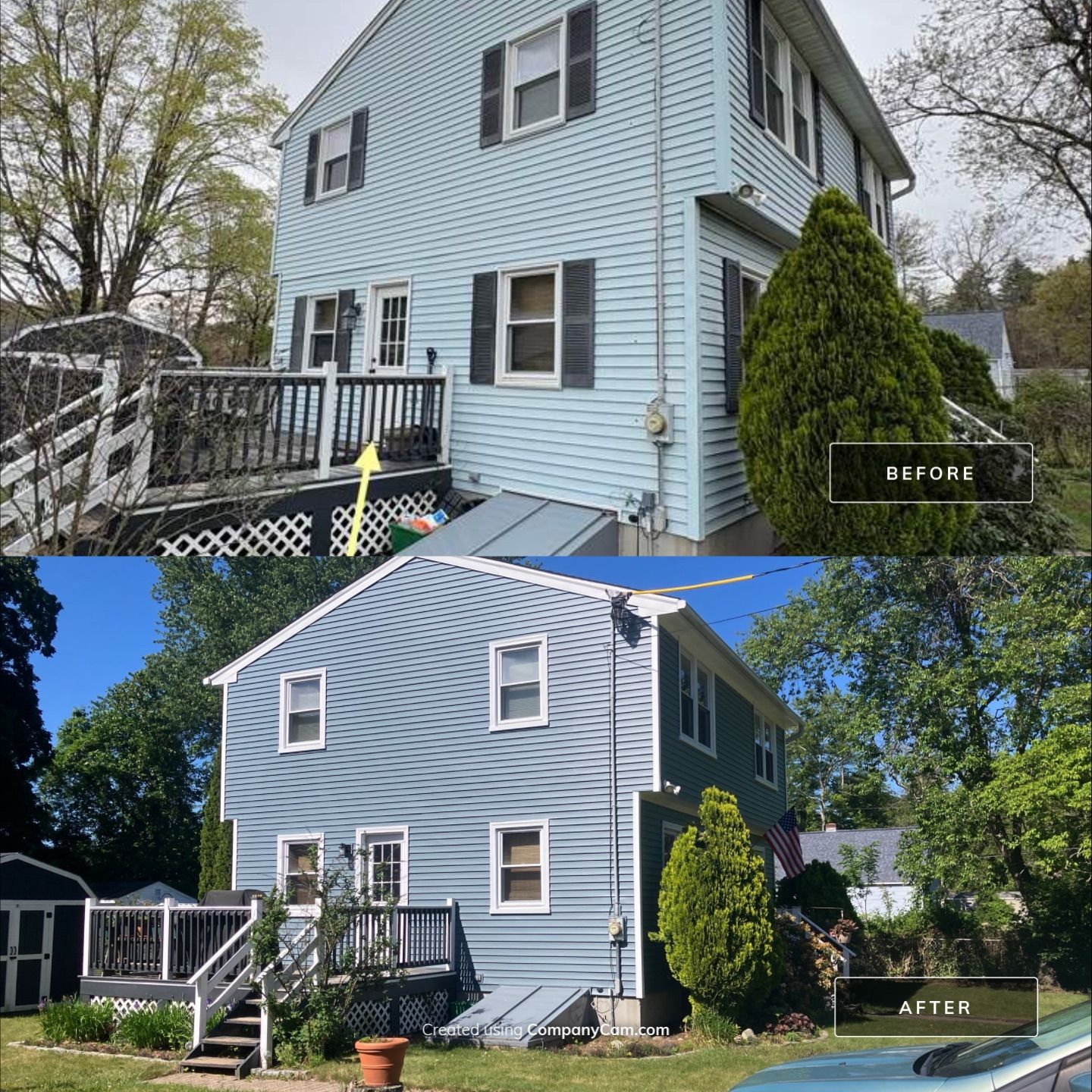 Siding renewal with Cert. Mainstreet D/4 clapboard Wedgewood Blue by DiGiorgi Roofing and Siding Inc