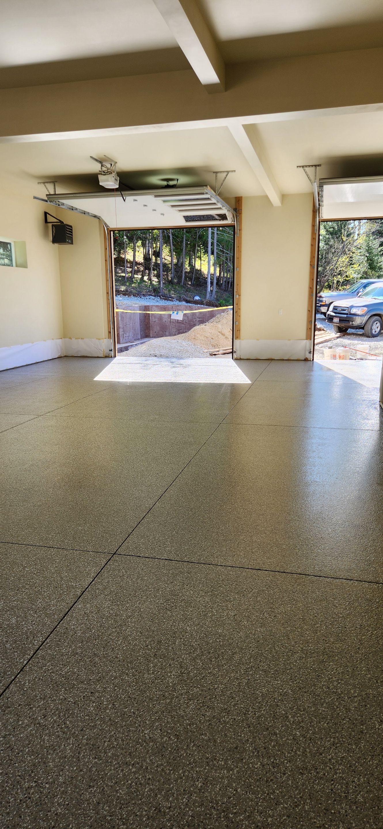 Garage Transformation using Pebble Beach by Croc Coatings, LLC