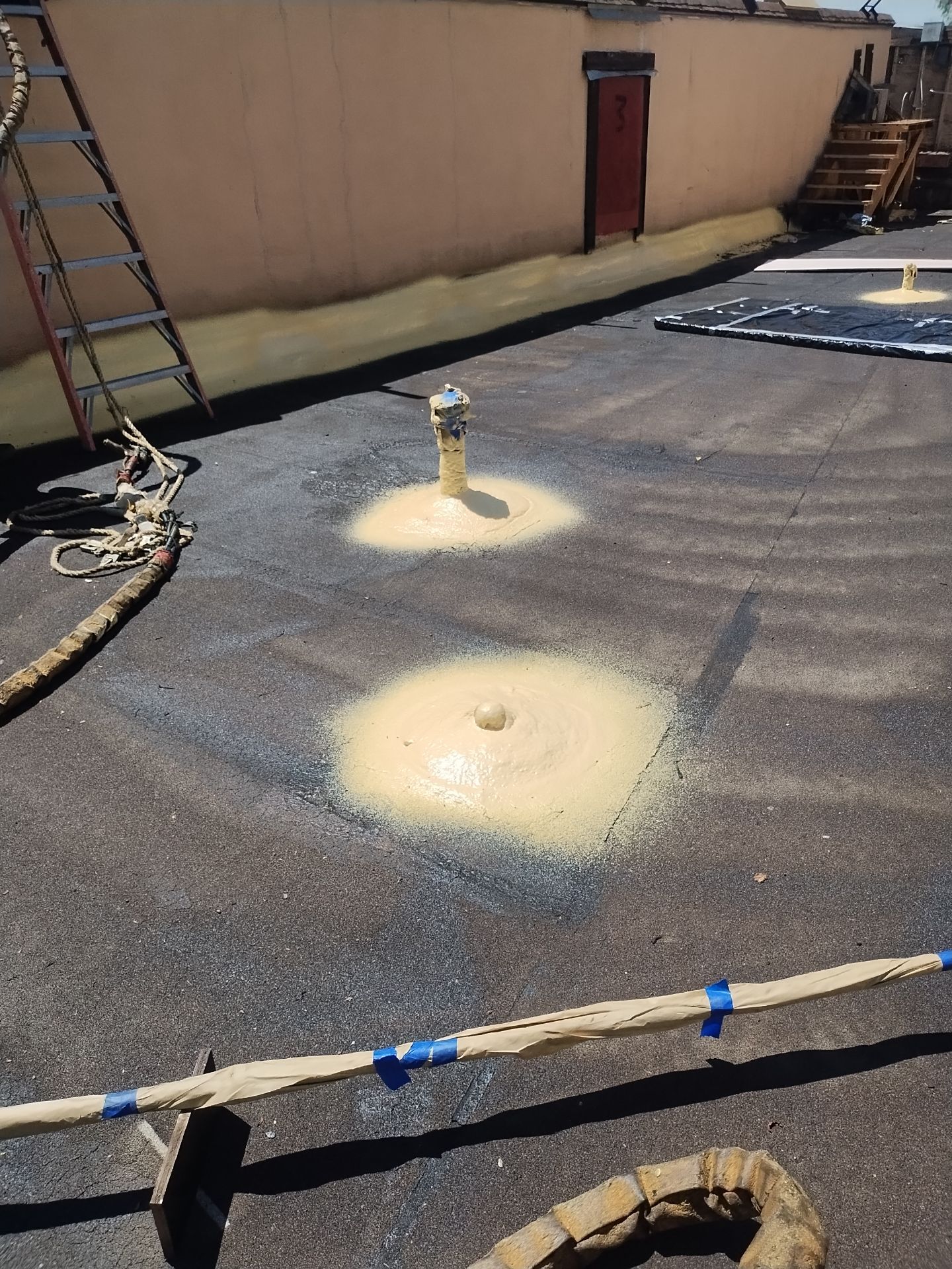 Spray foam and coatings using General Coatings acrylic coatings and spray foam by Straight Edge Roofing Inc