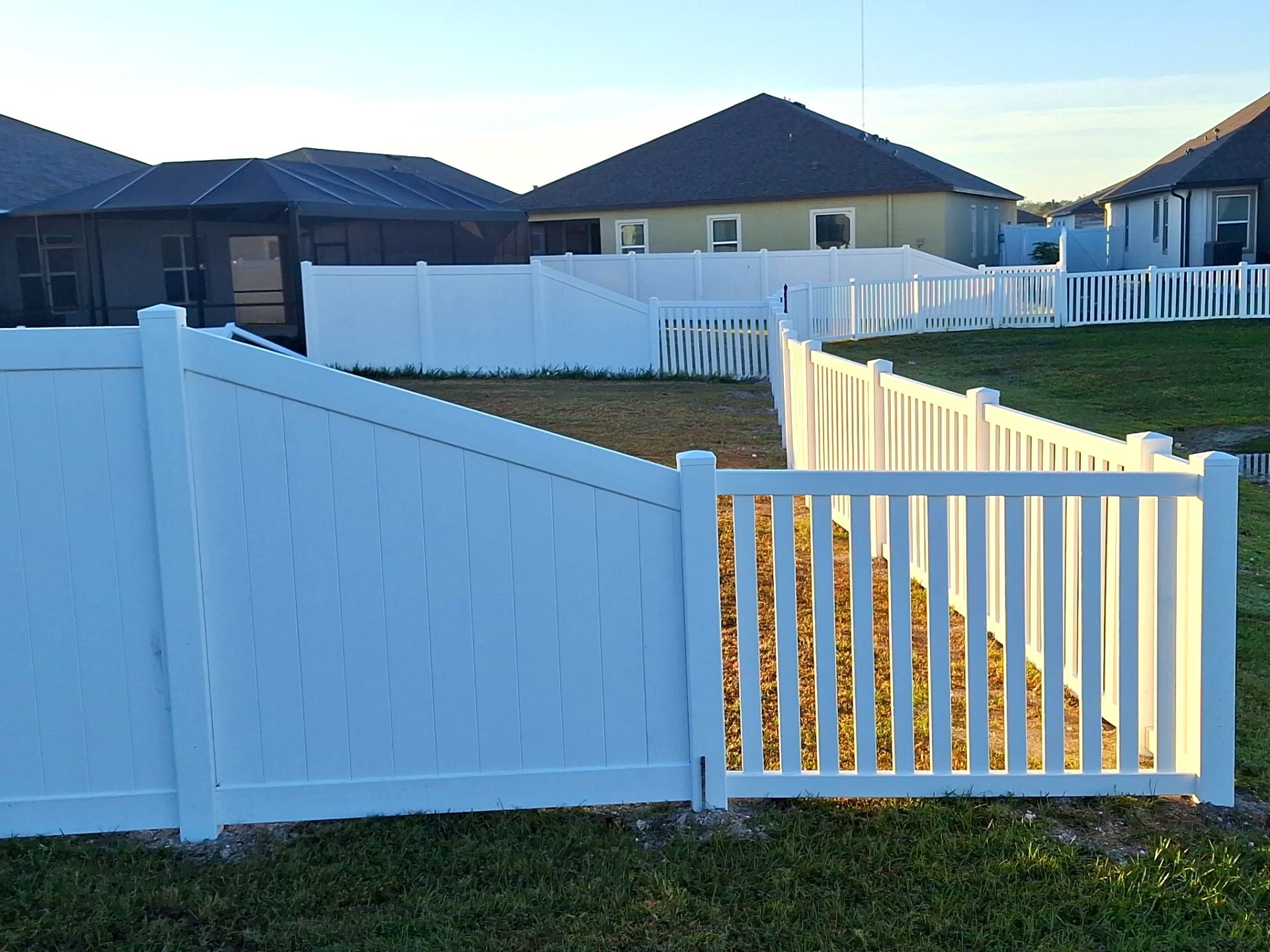 Vinyl Fence Installation using 6Ft White Vinyl Privacy Fence with a 4Ft White Clearwater Picket Fence by Asap fence and gates, LLC