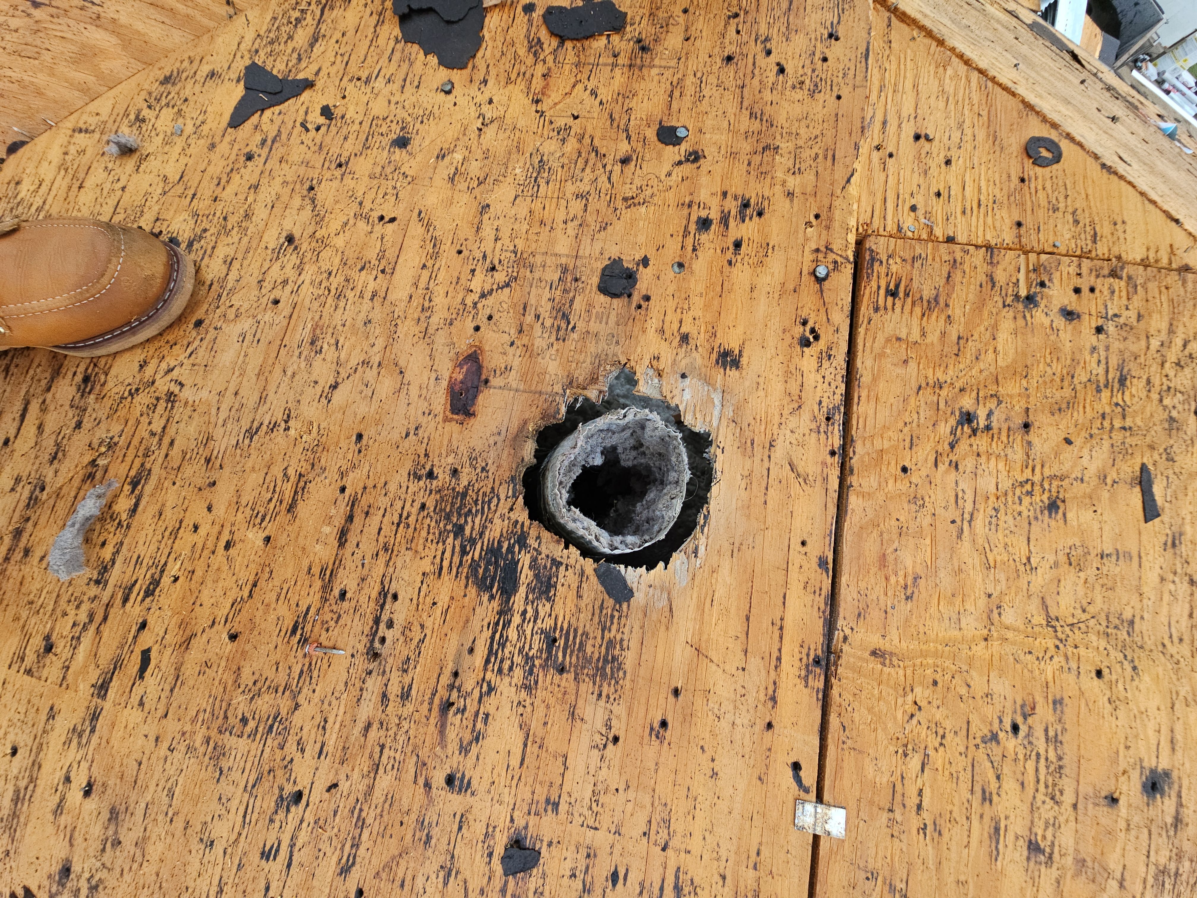 "Full Roof Replacement Due to Hail and Water Damage – Before & After" by road roofing llc