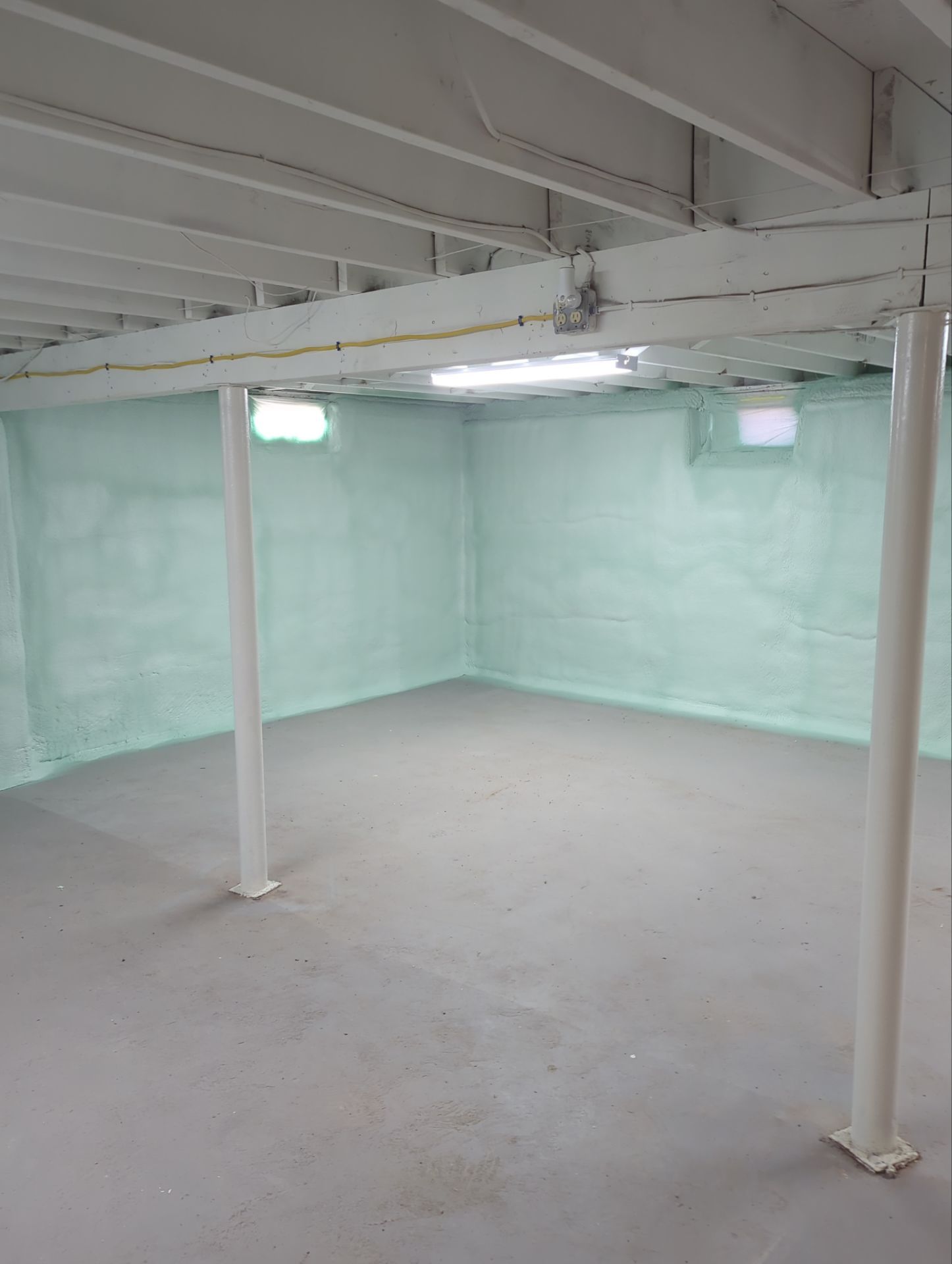 Basement Exterior Walls using Closed Cell Spray Foam by NYS Foam & Energy