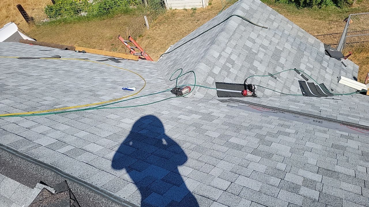 Residential Roofing Installation using IKO Dynasty (Color: Frostone Grey) by Orezona Building & Roofing Company, Inc.