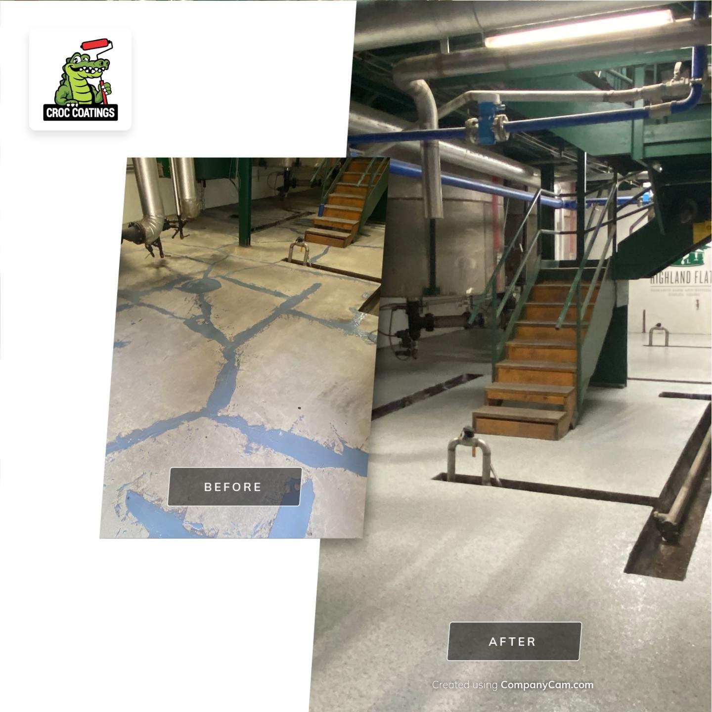 Commercial Floor Transformation using North Pole with Green by Croc Coatings, LLC