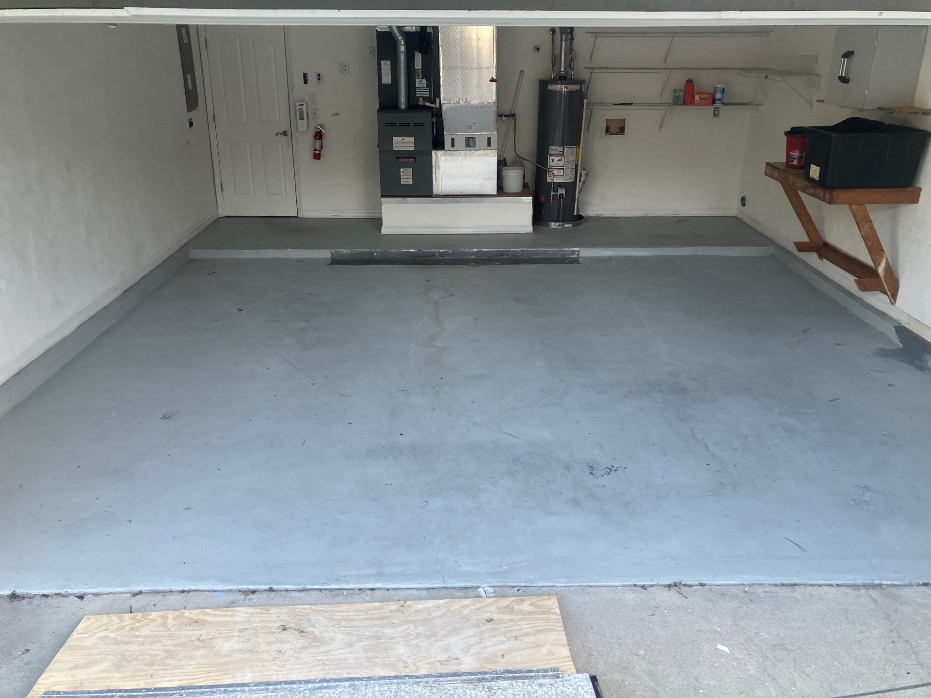 Front Entrance and Garage Makeover in Denim by Cross Creek Concrete Coatings