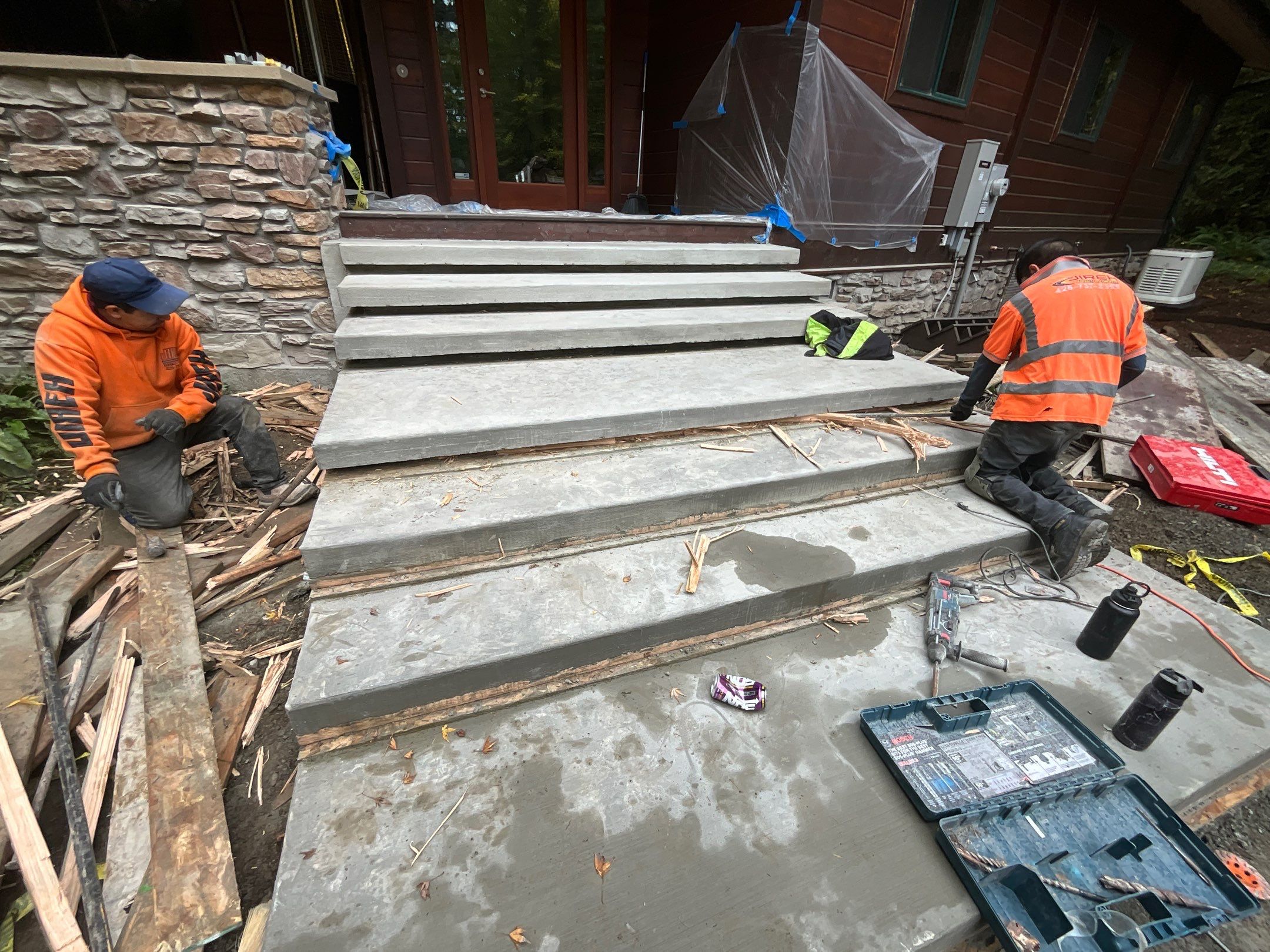 Pia | Custom Concrete Driveway, Walkway & Floating Steps by Jireh Asphalt & Concrete Inc 